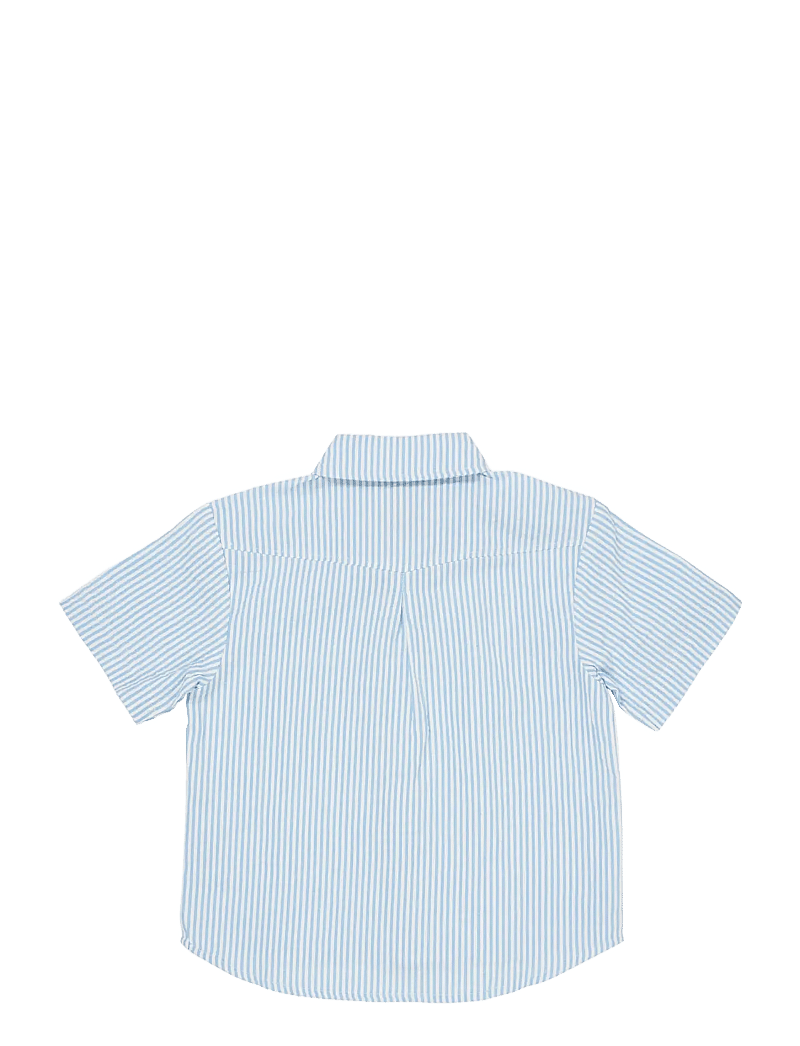 Copenhagen Colors - SEERSUCKER SS SHIRT - kurzärmlige hemden - sky blue w cream stripe - 1