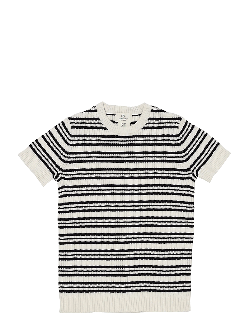 Copenhagen Colors - KNITTED RIB BLOUSE W. SS - kurzärmelige - navy stripe - 0