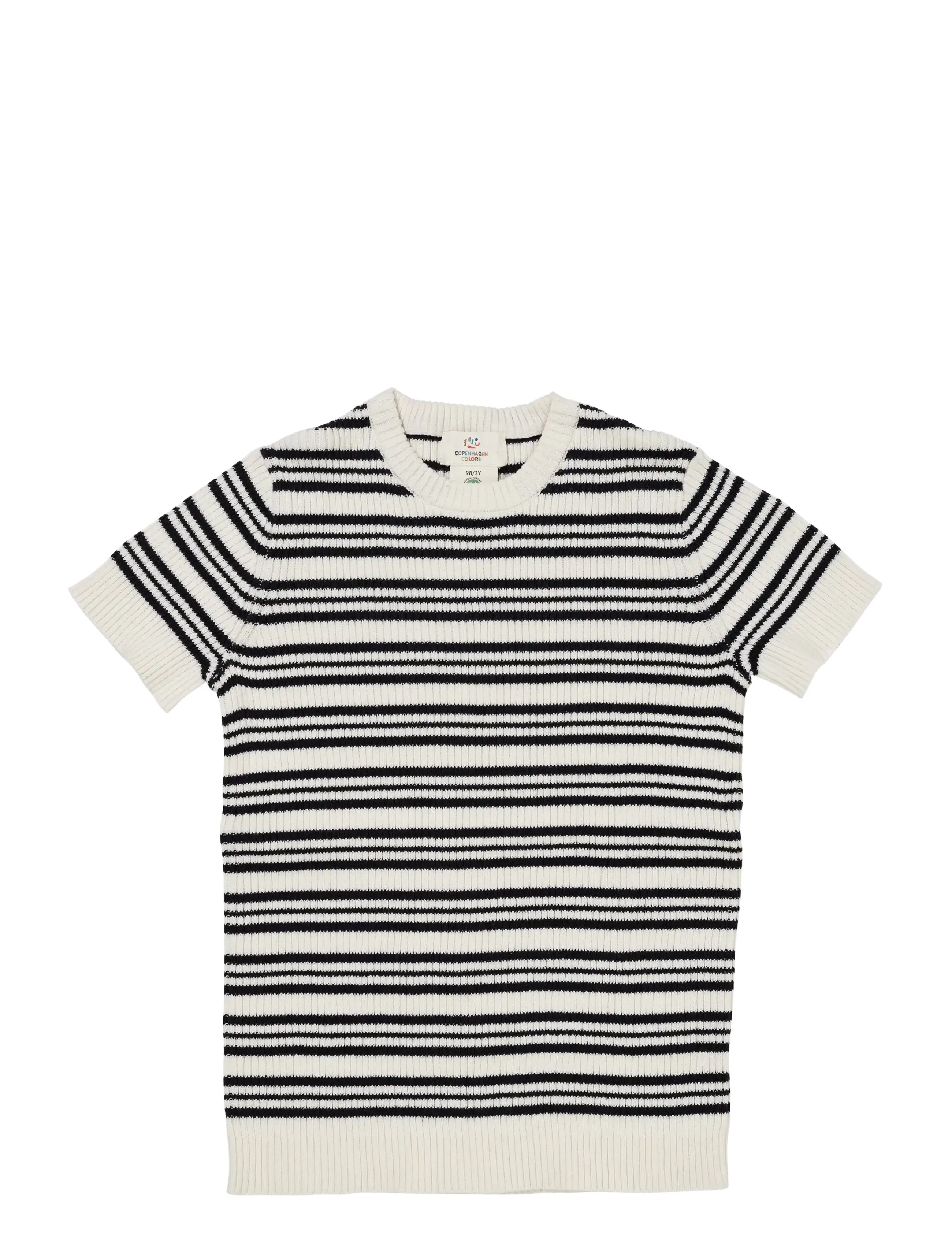 Copenhagen Colors - KNITTED RIB BLOUSE W. SS - kortærmede t-shirts - navy stripe - 0