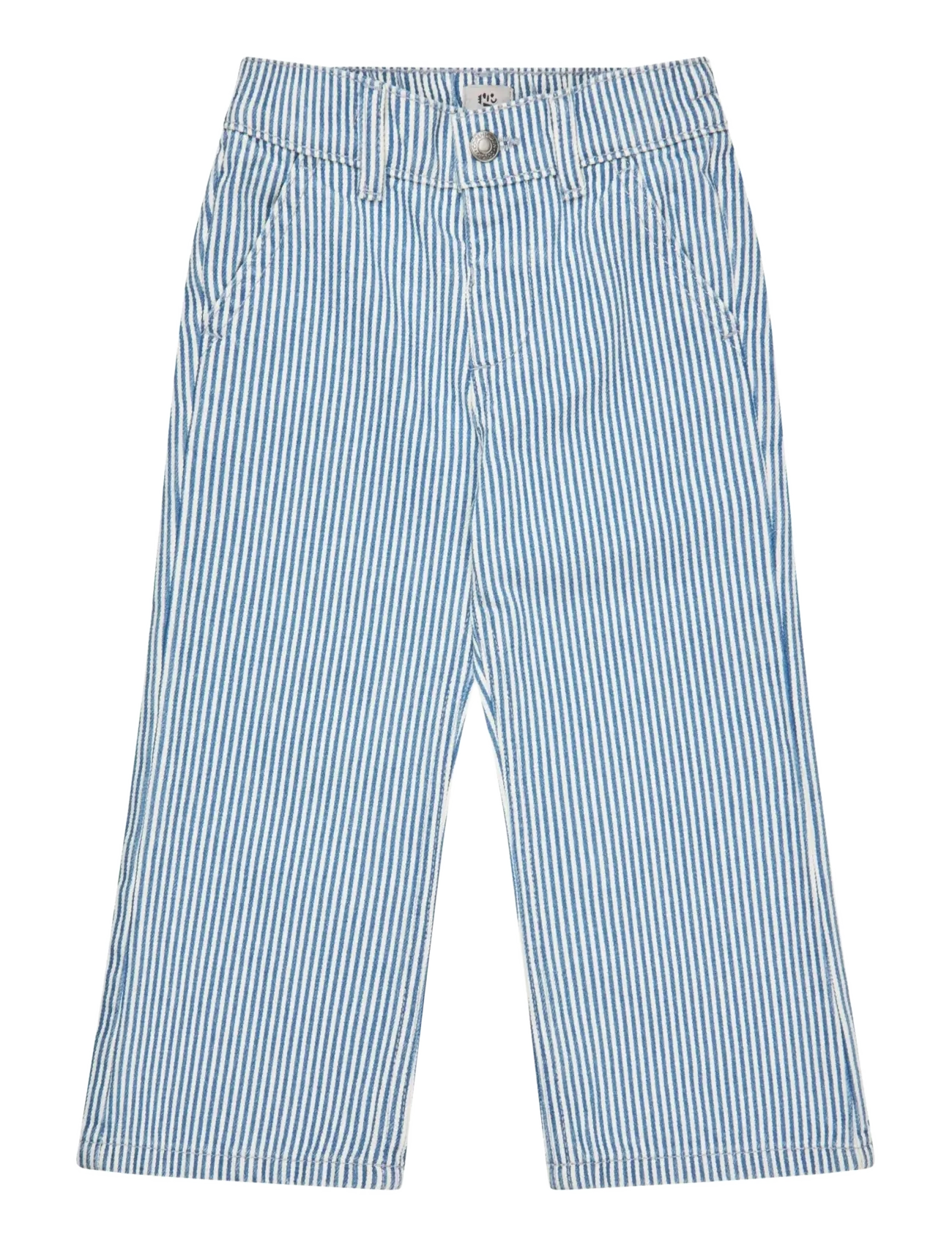 Y/D TWILL PANT W. WIDE LEG AND EMBROIDERY - DENIM BLUE STRIPE