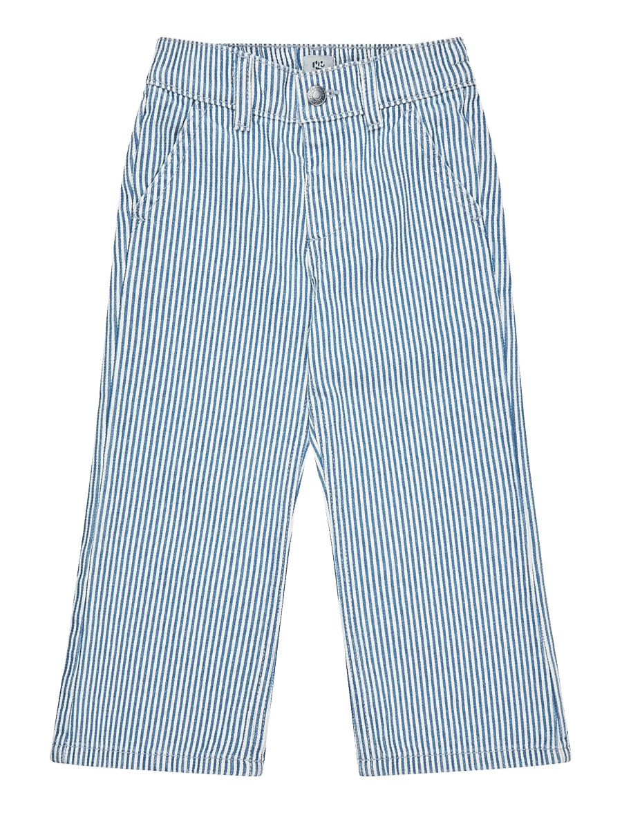Copenhagen Colors - Y/D TWILL PANT W. WIDE LEG AND EMBROIDERY - pantalons larges - denim blue stripe - 0