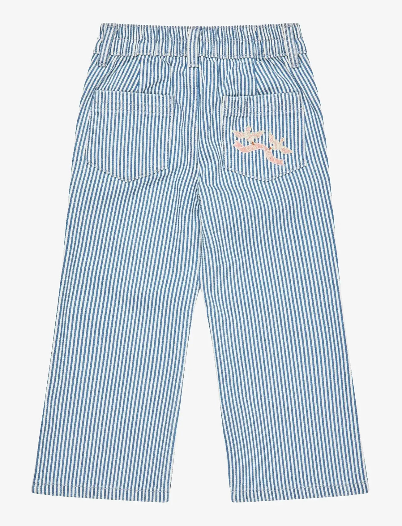 Copenhagen Colors - Y/D TWILL PANT W. WIDE LEG AND EMBROIDERY - vida jeans - denim blue stripe - 1