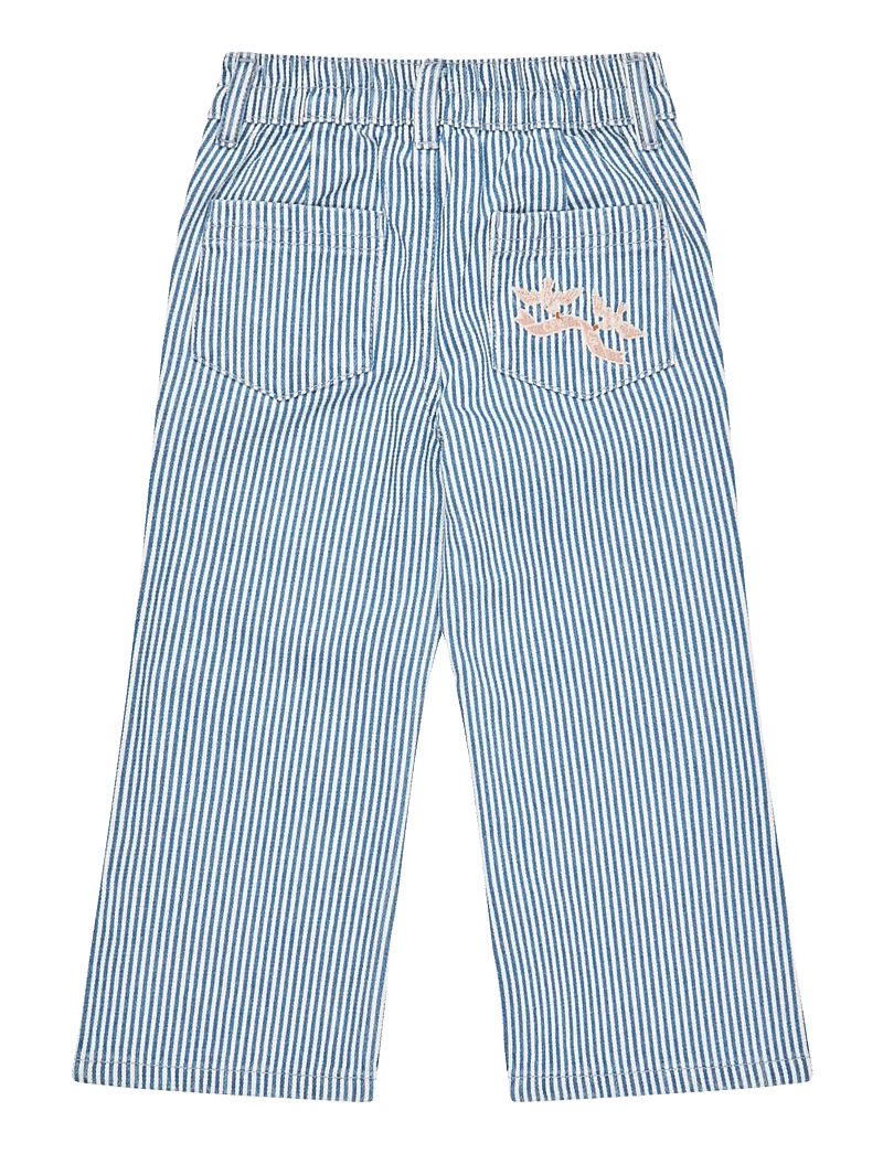 Copenhagen Colors - Y/D TWILL PANT W. WIDE LEG AND EMBROIDERY - vida jeans - denim blue stripe - 1