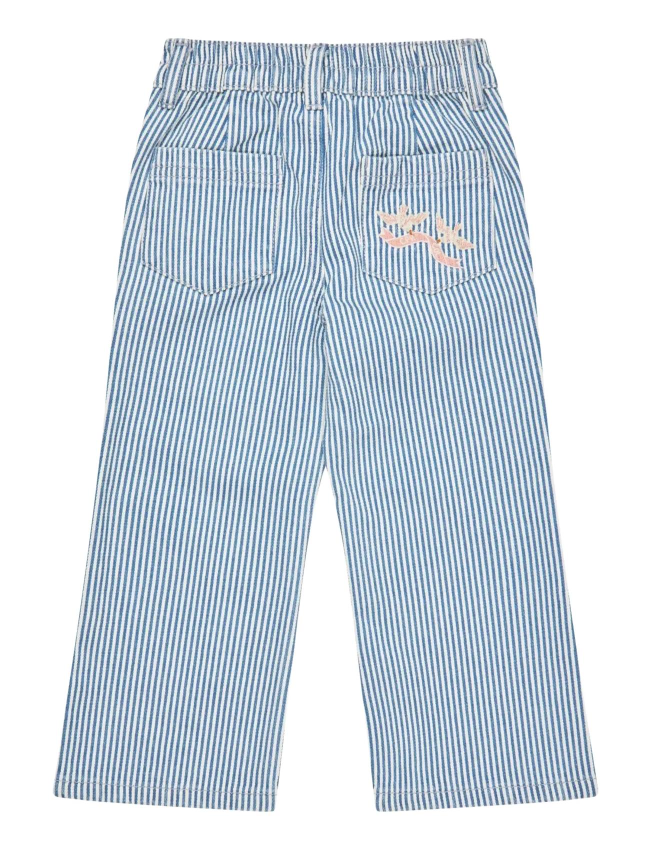 Copenhagen Colors - Y/D TWILL PANT W. WIDE LEG AND EMBROIDERY - pantalons larges - denim blue stripe - 1