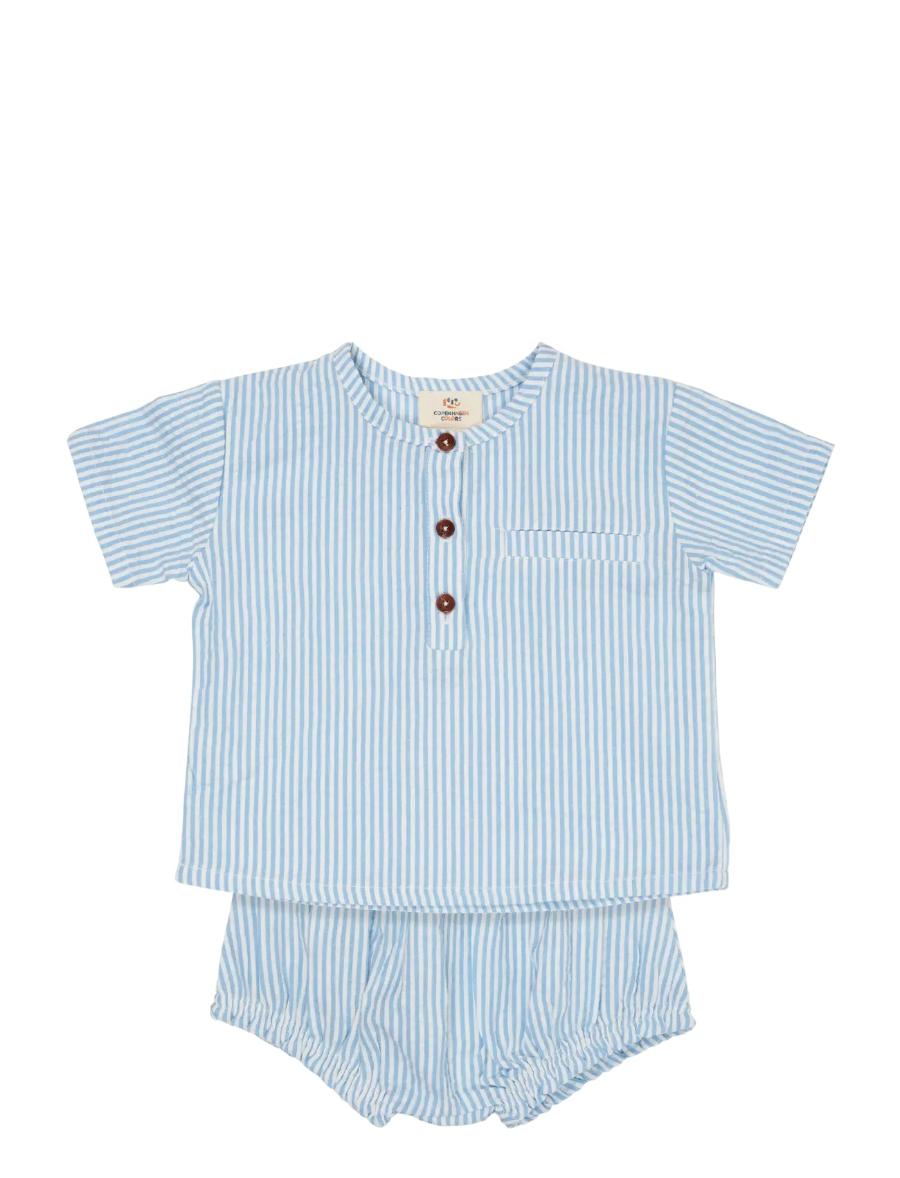 Copenhagen Colors SEERSUCKER BABY SET - Sets - SKY BLUE W CREAM STRIPE / blue
