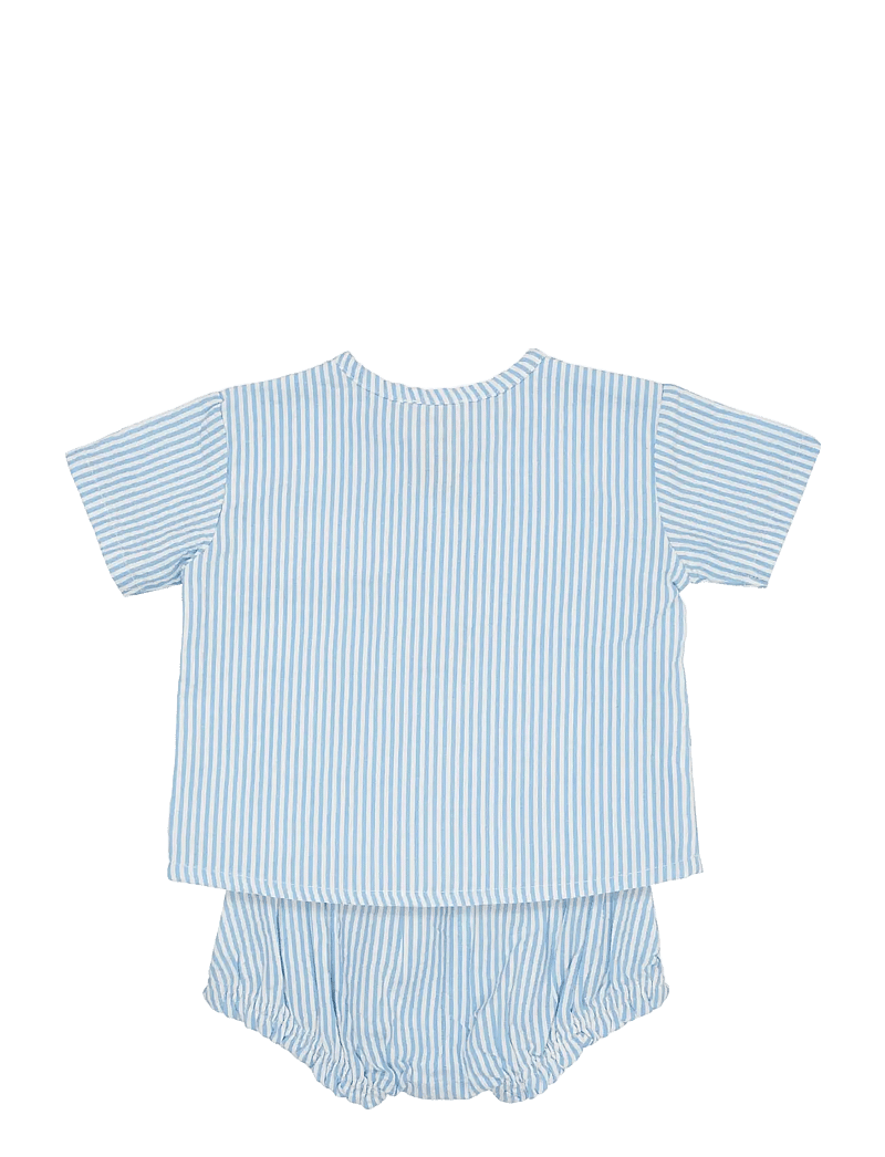 Copenhagen Colors - SEERSUCKER BABY SET - sets mit kurzärmeligem t-shirt - sky blue w cream stripe - 1