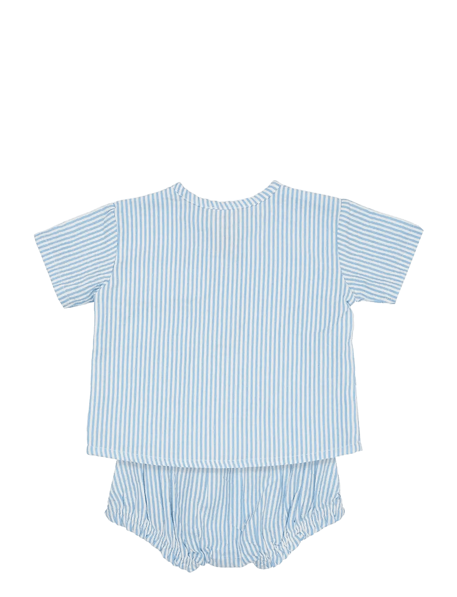 Copenhagen Colors - SEERSUCKER BABY SET - sets mit kurzärmeligem t-shirt - sky blue w cream stripe - 2