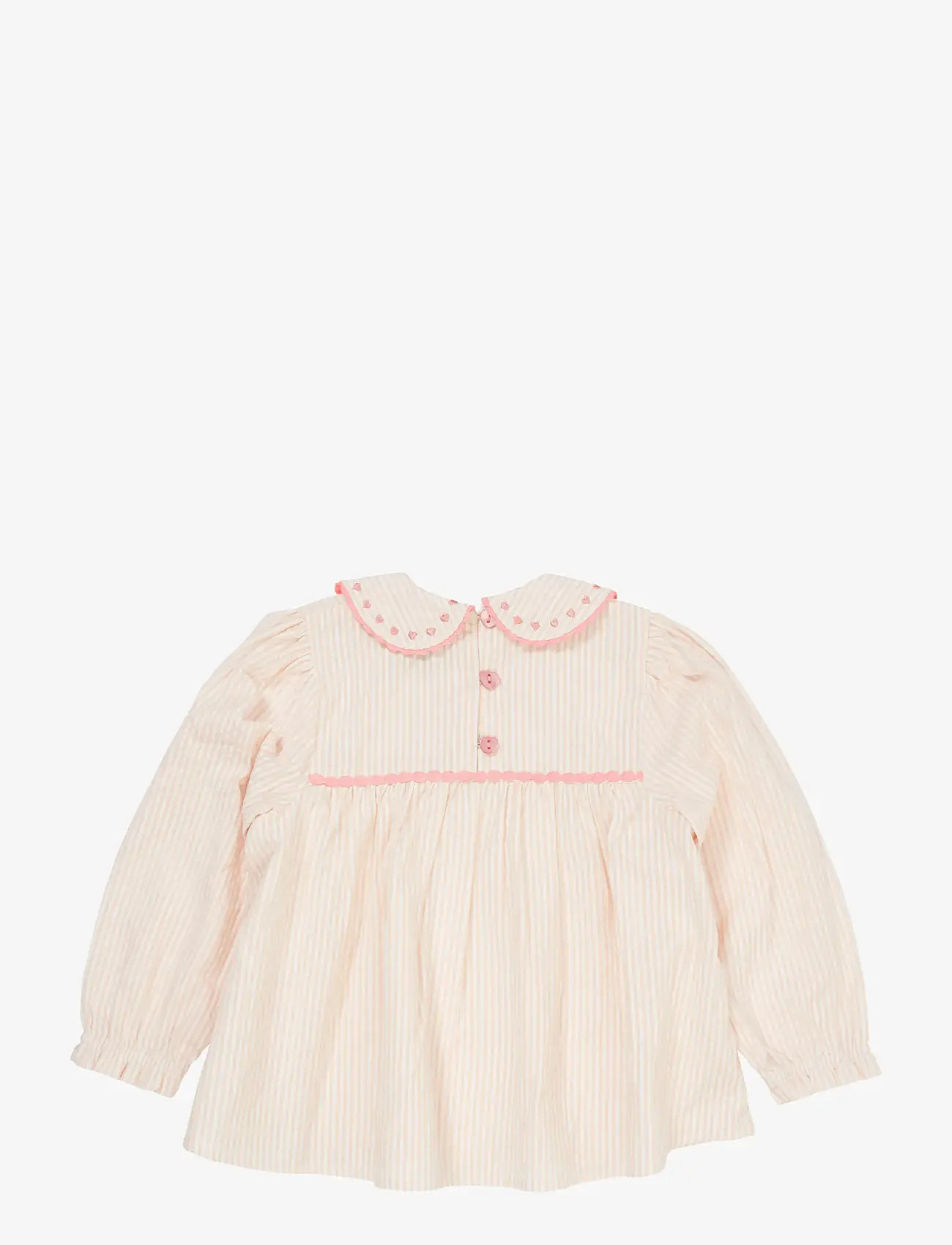 Copenhagen Colors - SEERSUCKER LS TUNIC W. HEARTS - dusty rose w cream stripe w. pink - 1