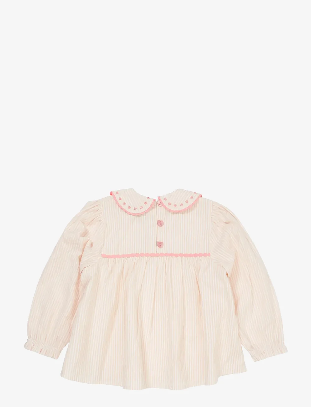 Copenhagen Colors - SEERSUCKER LS TUNIC W. HEARTS - blusen & tuniken - dusty rose w cream stripe w. pink - 1