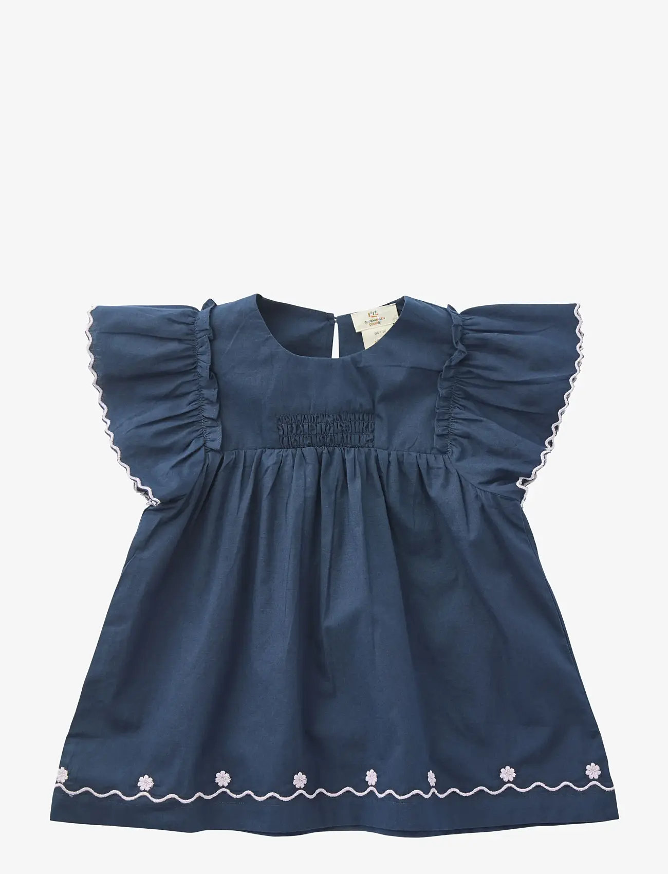 Copenhagen Colors - POPLIN EMB. BLOUSE W. FRILL SLEEVES - navy comb. - 0