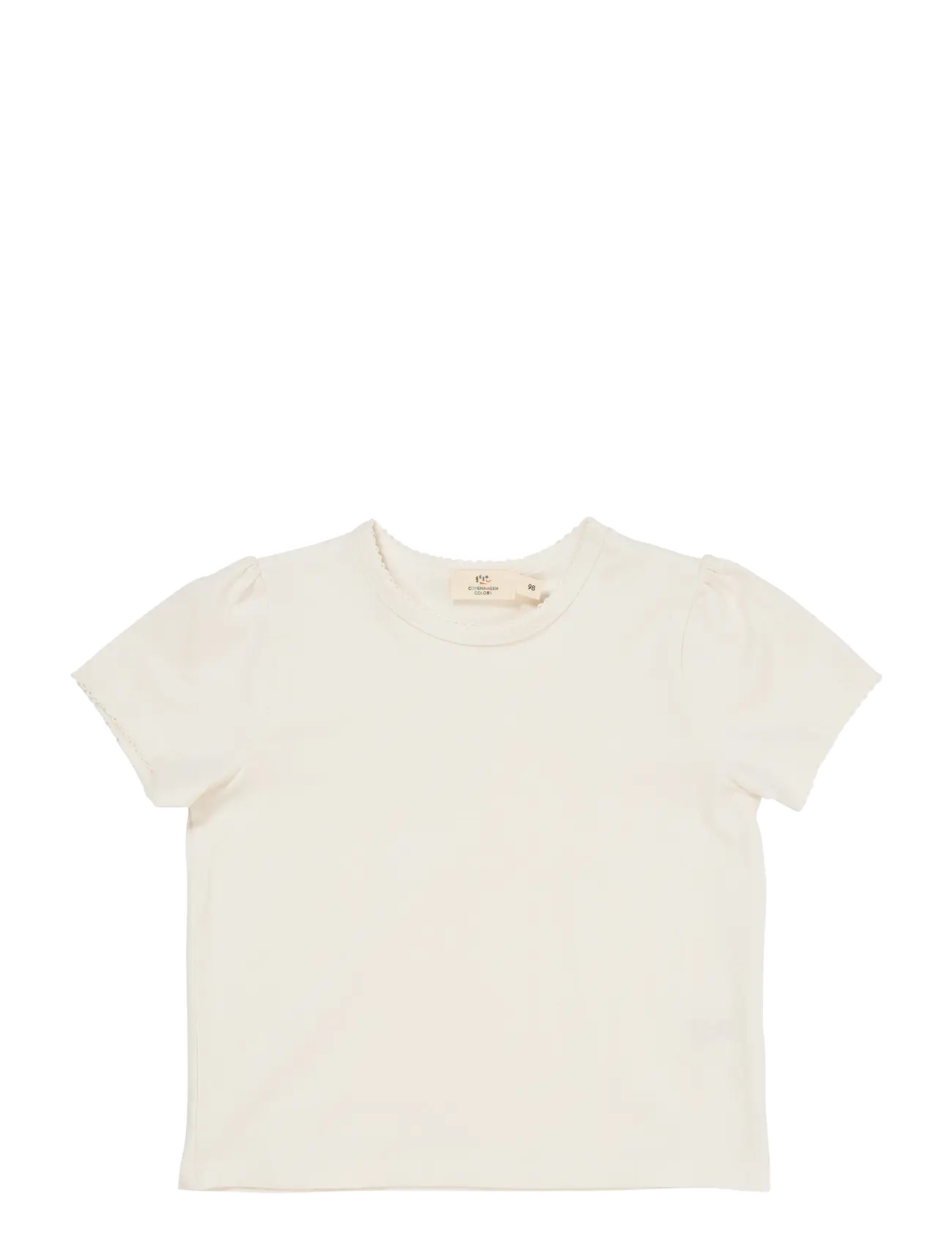 Copenhagen Colors T-Shirt W. Ruffle Sleeves, 134, Cream, T-Shirts > Kortærmede, Børn