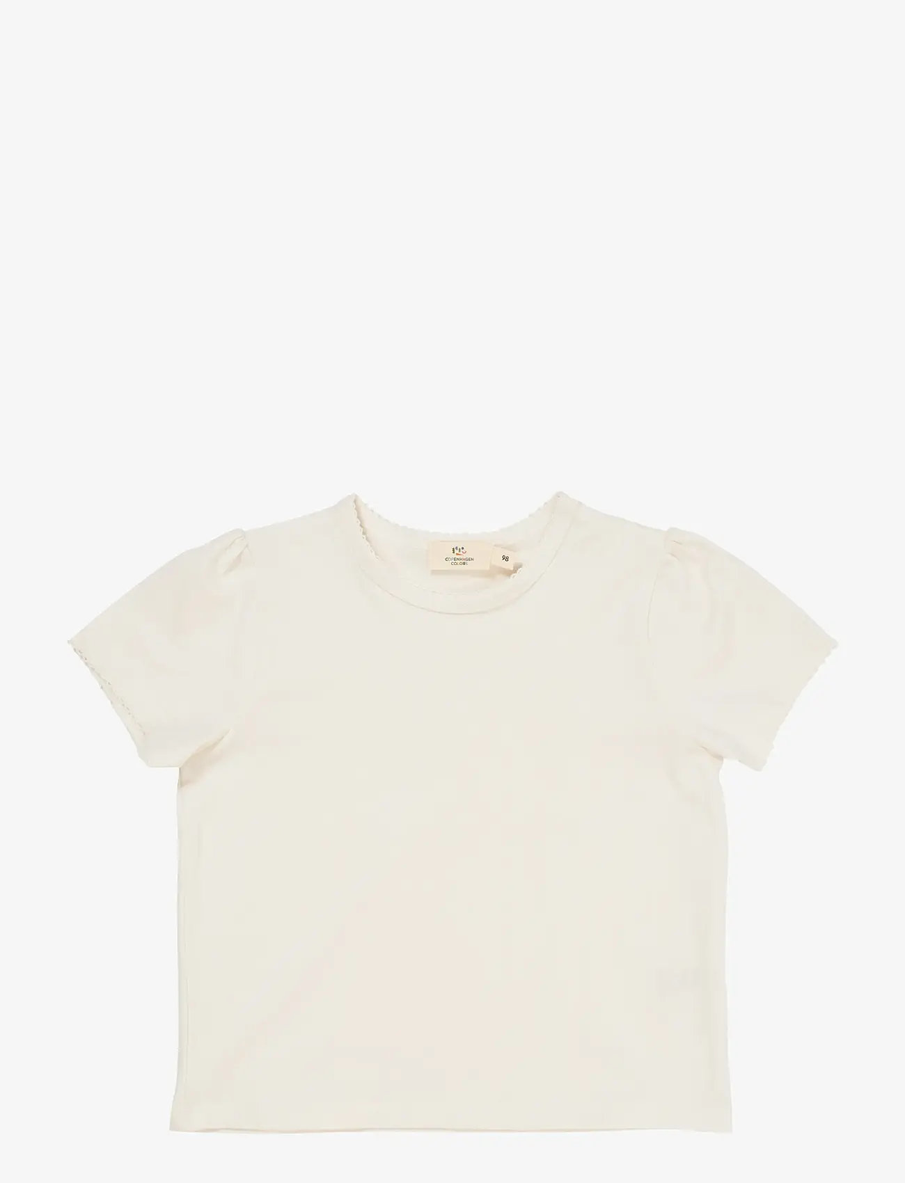 Copenhagen Colors - T-SHIRT W. RUFFLE SLEEVES - kortärmade t-shirts - cream - 0