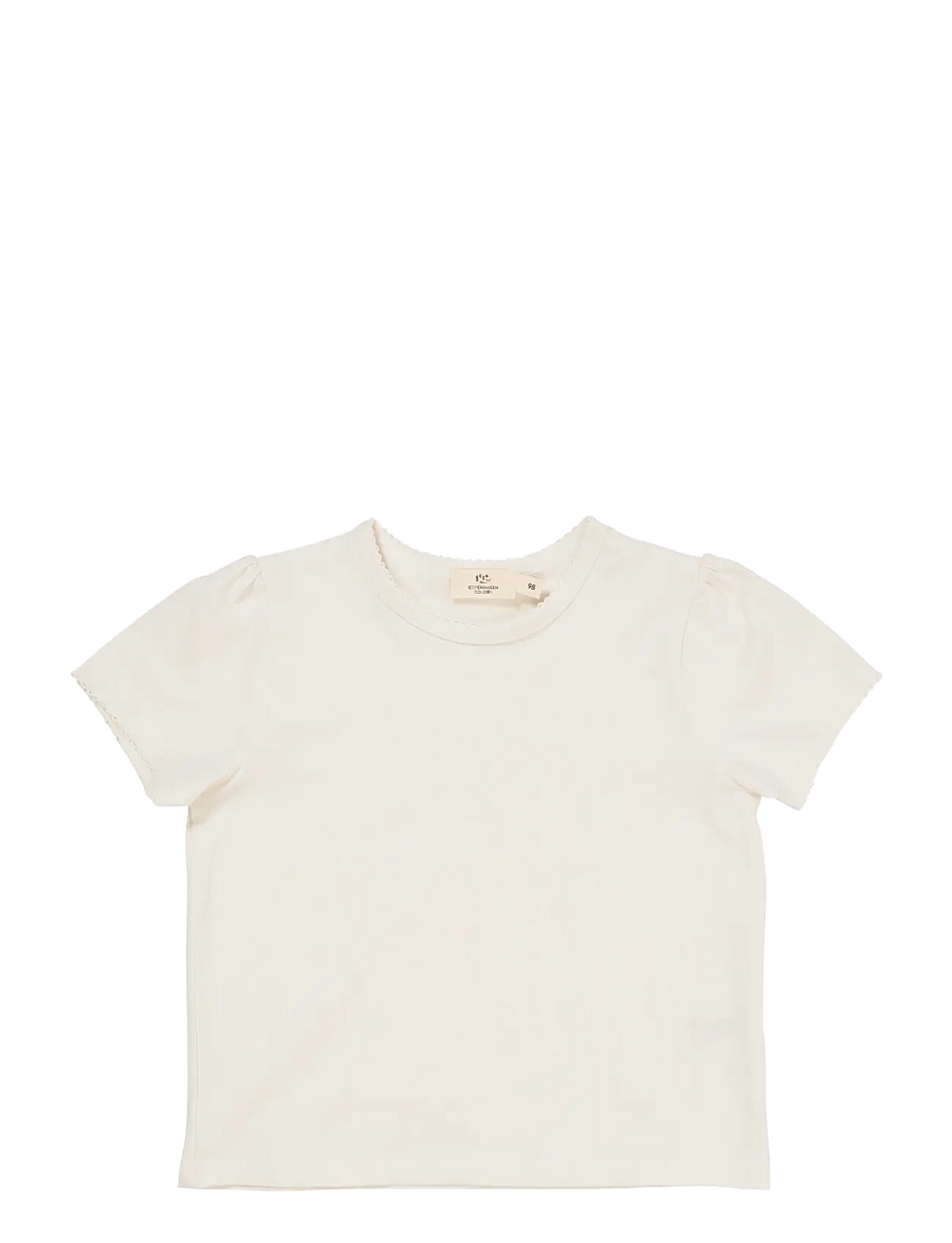 Copenhagen Colors - T-SHIRT W. RUFFLE SLEEVES - kurzärmelige - cream - 0