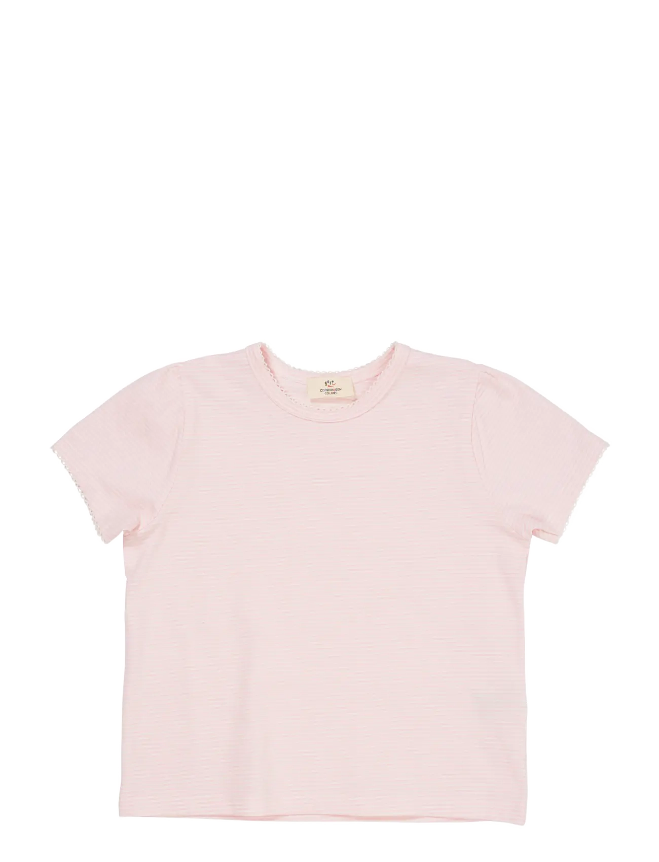 Copenhagen Colors STRIPED T-SHIRT W. RUFFLE SLEEVES - Basics - BALLERINA/CREAM STRIPE / cream