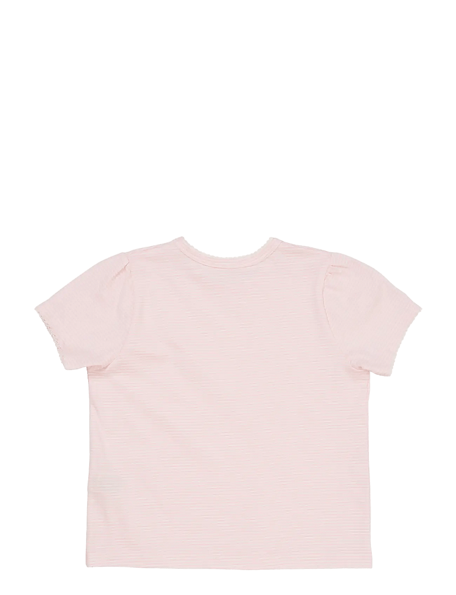 Copenhagen Colors - STRIPED T-SHIRT W. RUFFLE SLEEVES - t-krekli ar īsām piedurknēm - ballerina/cream stripe - 1