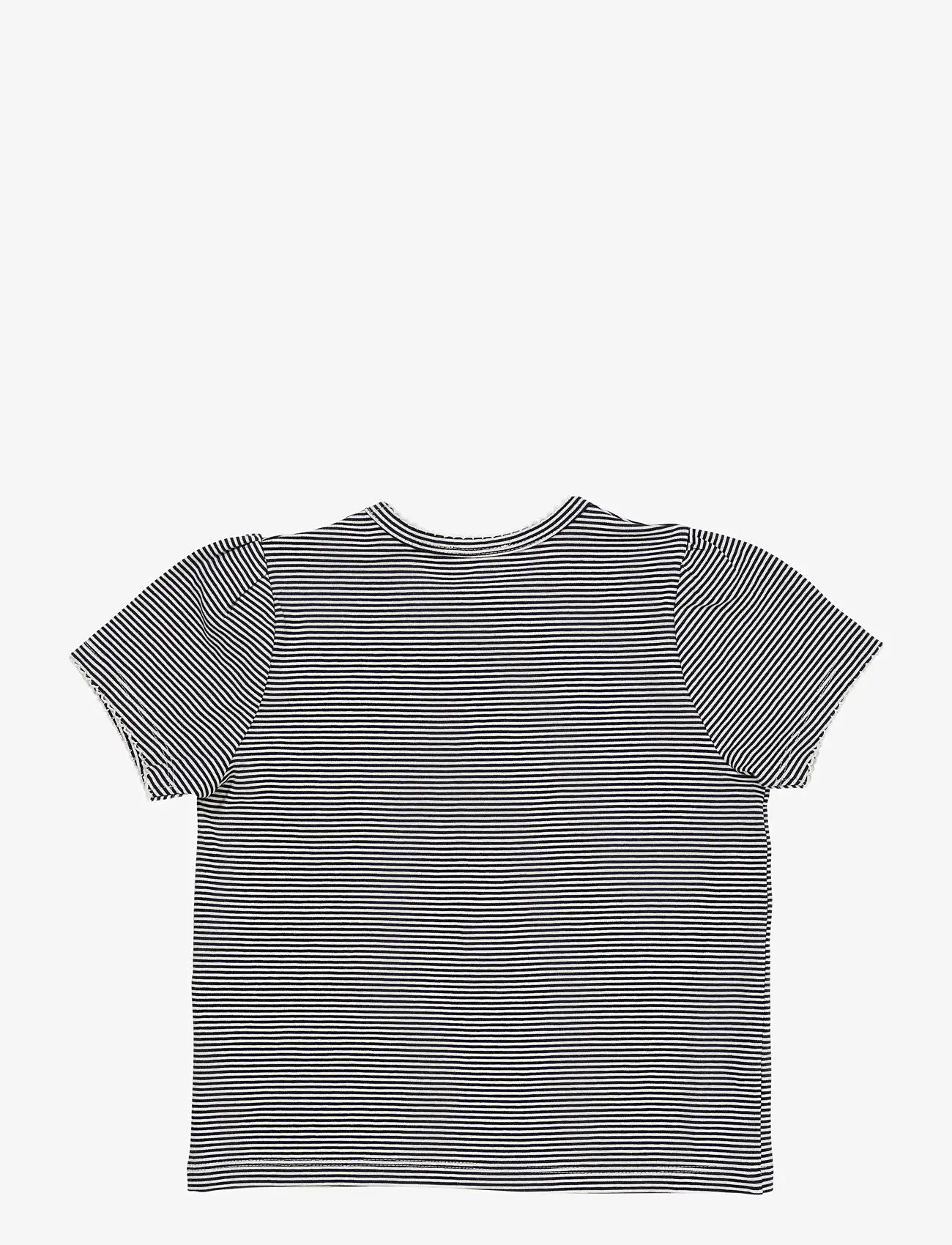 Copenhagen Colors - STRIPED T-SHIRT W. RUFFLE SLEEVES - kurzärmelige - navy/cream stripe - 1