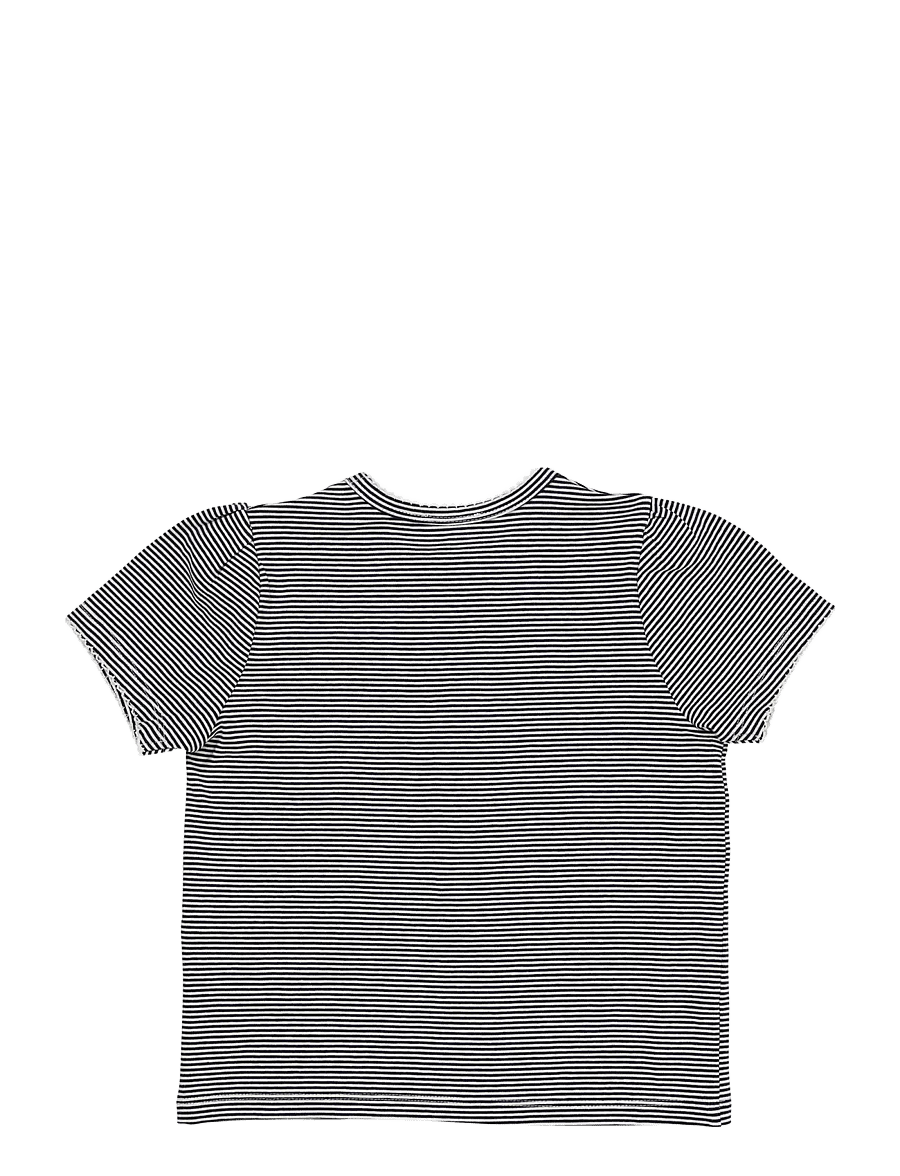 Copenhagen Colors - STRIPED T-SHIRT W. RUFFLE SLEEVES - kurzärmelige - navy/cream stripe - 1