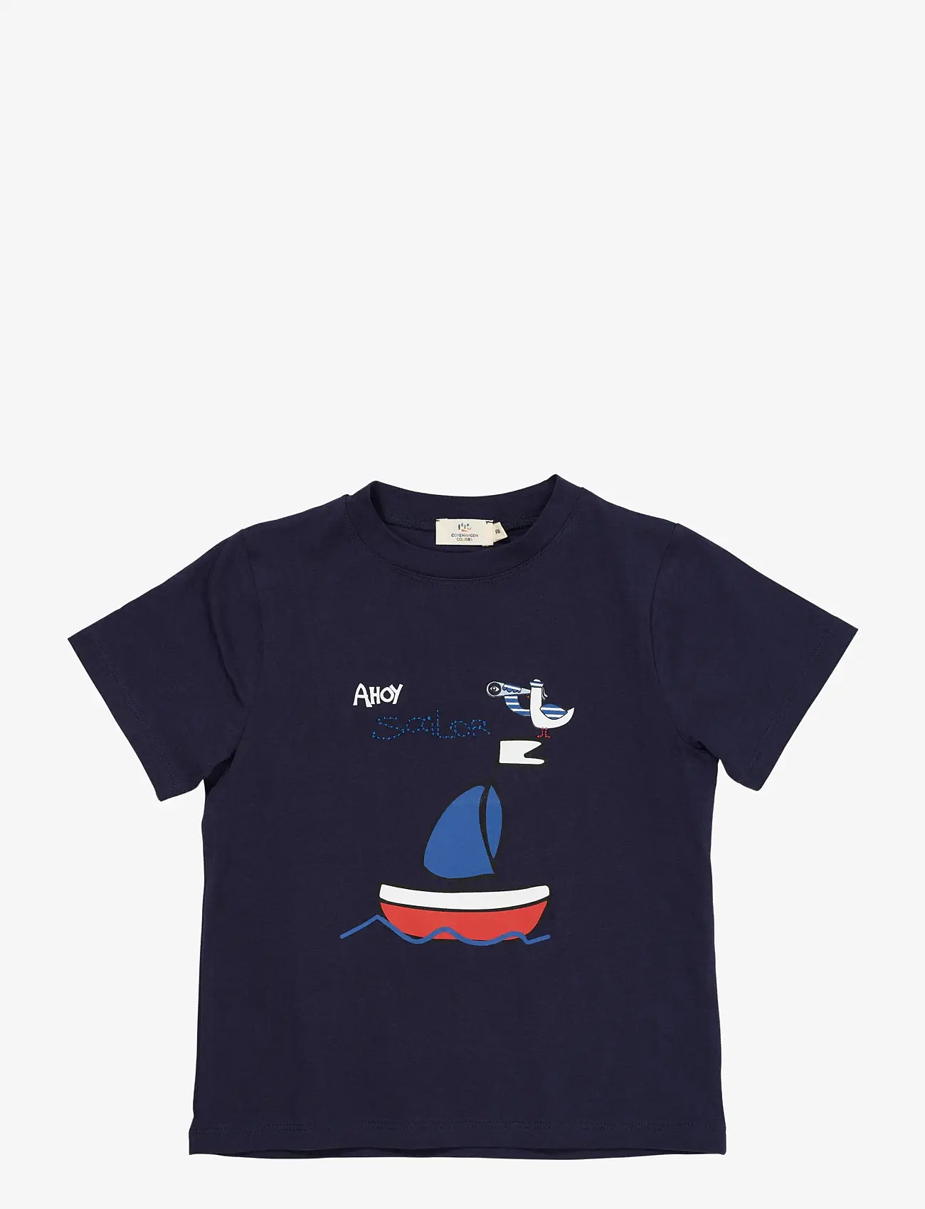 Copenhagen Colors - T-SHIRT W. PRINT & EMB. - short-sleeved t-shirts - navy seagull - 0