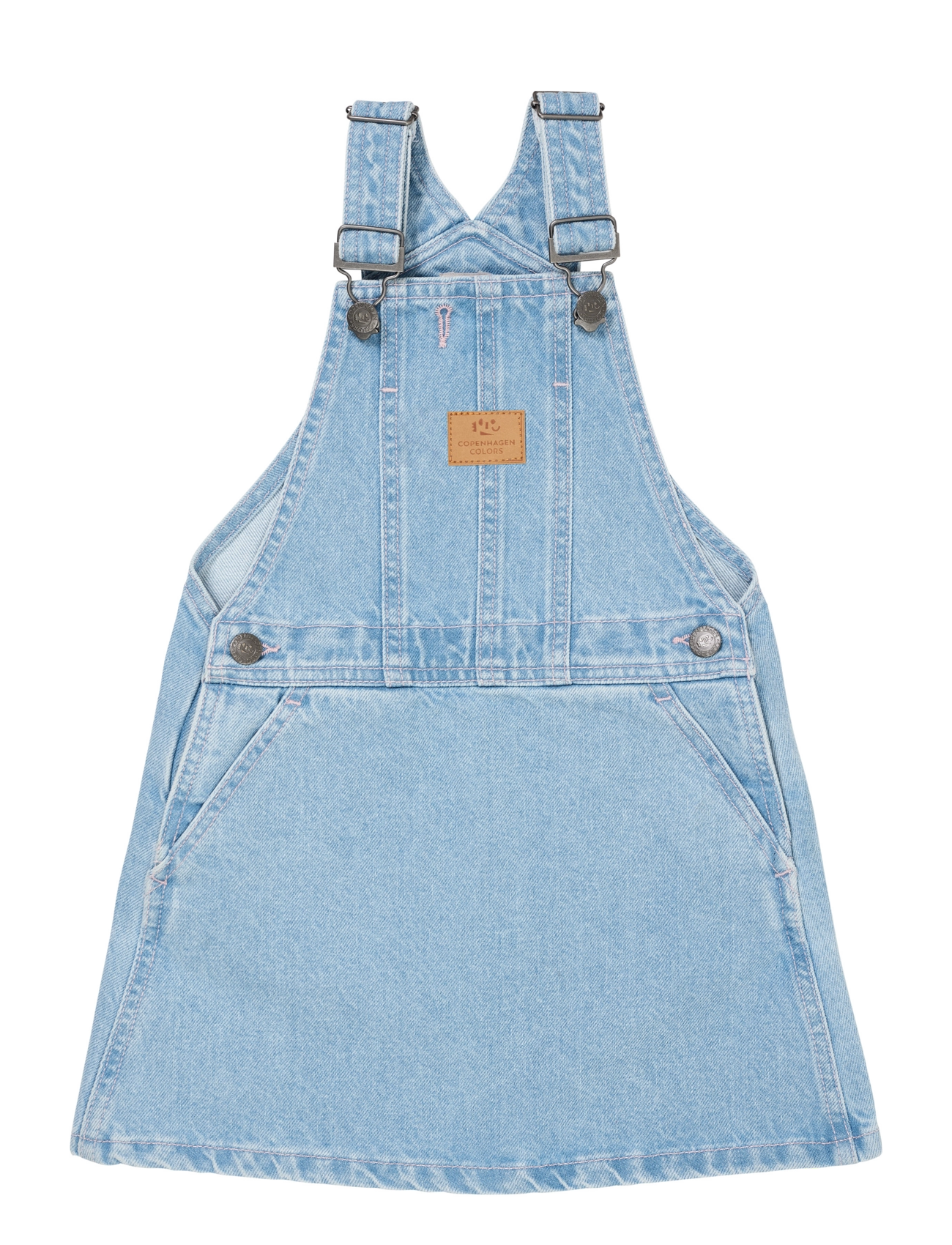 ORGANIC DENIM SPENCER DRESS W HEART - SUPER LT BLUE INDIGO WASHED