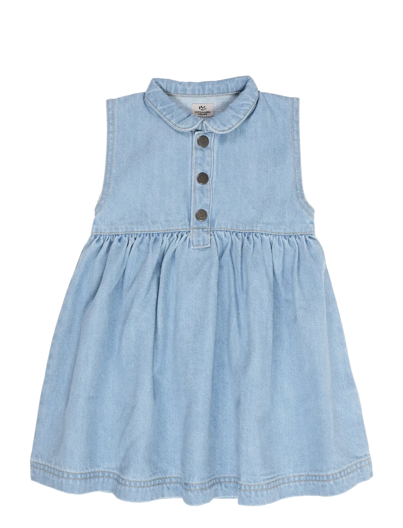 Copenhagen Colors ORGANIC DENIM DRESS W COLLAR - Riided - SUPER LT BLUE INDIGO WASHED / blue
