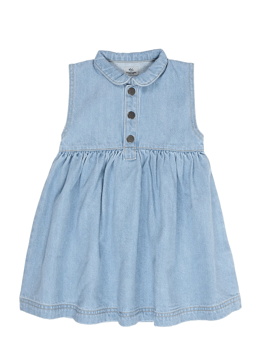 Copenhagen Colors - ORGANIC DENIM DRESS W COLLAR - Ärmlösa vardagsklänningar - super lt blue indigo washed - 1