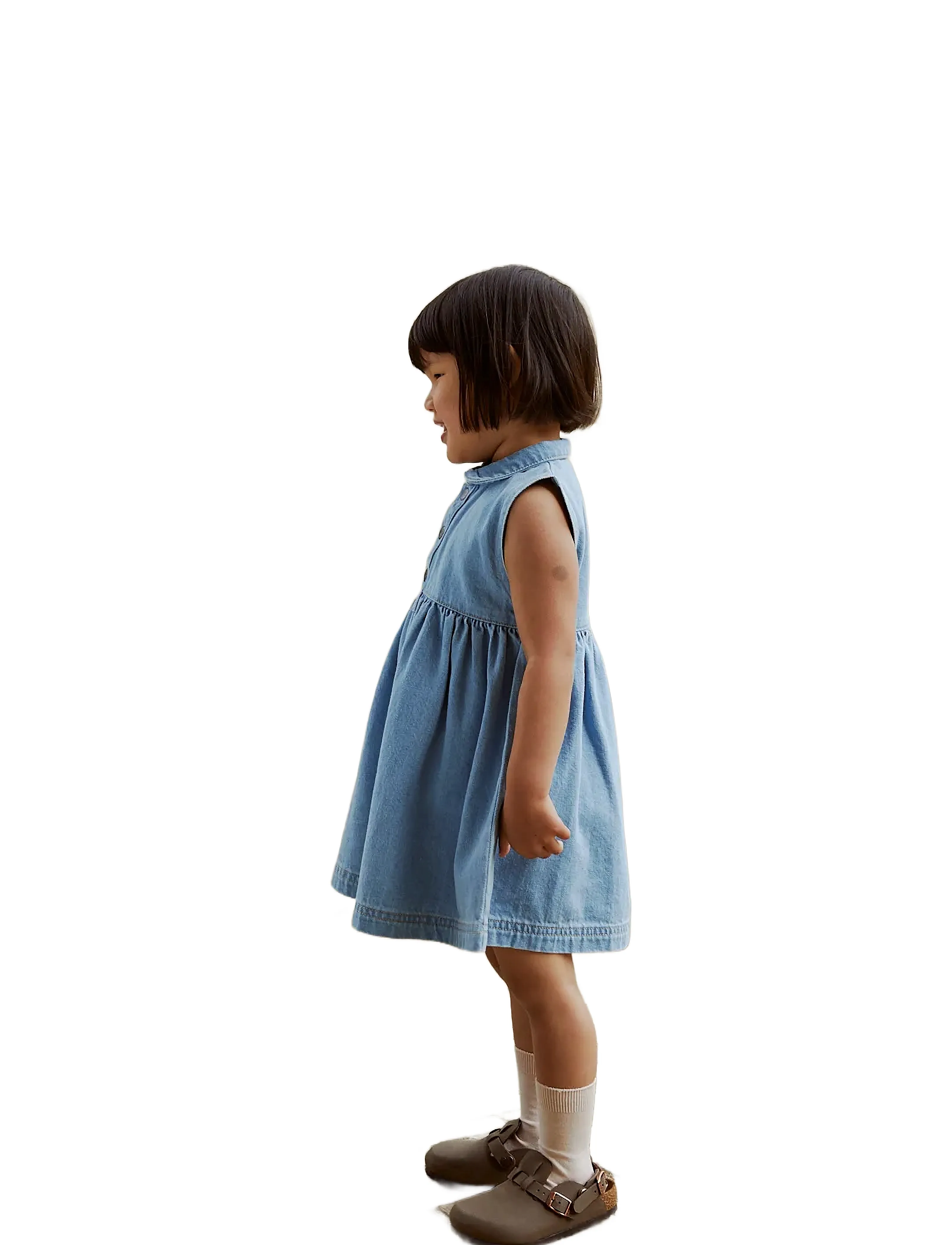 Copenhagen Colors Organic Denim Dress W Collar, 104, Casual Dresses, Blau - Sleeveless Kinder