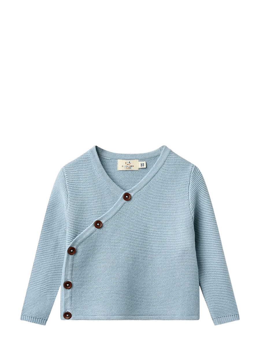 Copenhagen Colors - BABY CROSS-OVER CARDIGAN - cardigans - dusty blue - 0