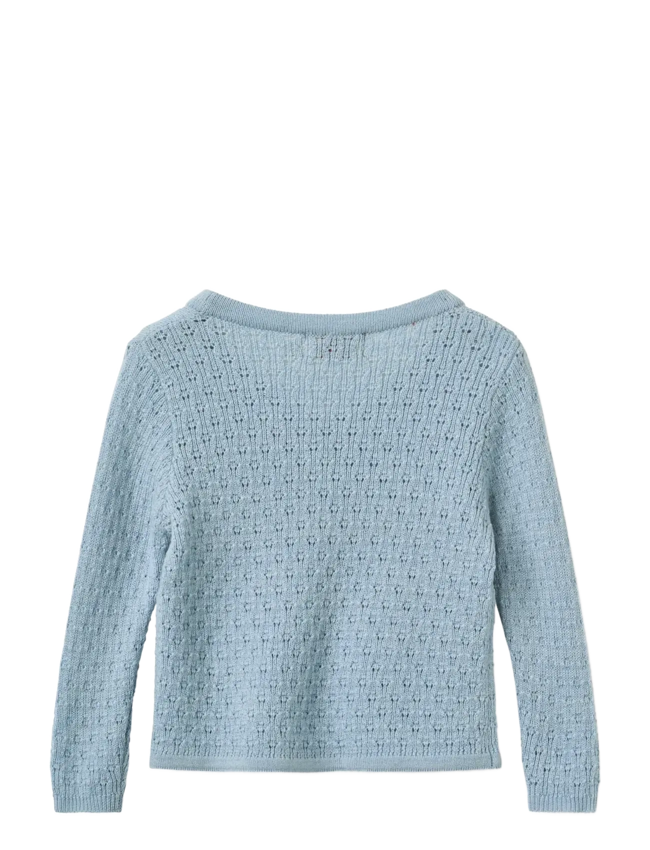 Copenhagen Colors - Merino Pattern Baby Cross-Over Cardigan - koftor - dusty blue - 2