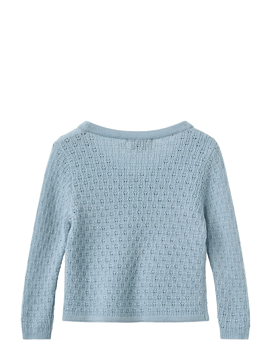 Copenhagen Colors - Merino Pattern Baby Cross-Over Cardigan - koftor - dusty blue - 2