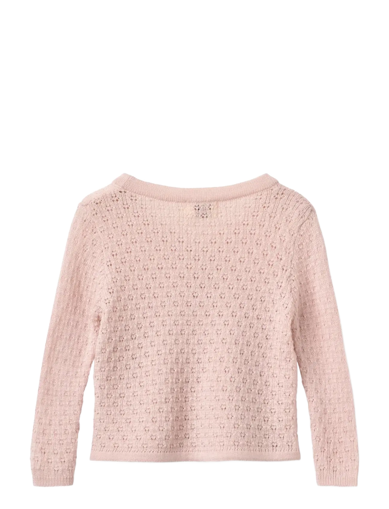 Copenhagen Colors - Merino Pattern Baby Cross-Over Cardigan - koftor - soft pink - 1
