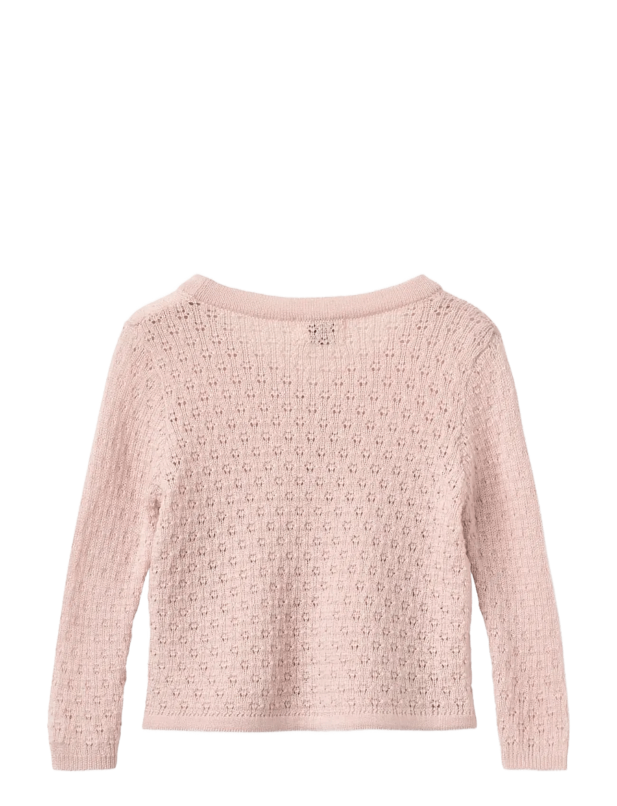 Copenhagen Colors - Merino Pattern Baby Cross-Over Cardigan - koftor - soft pink - 1