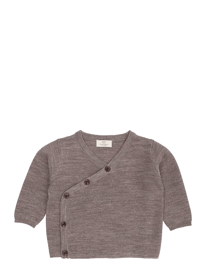 Copenhagen Colors - MERINO BABY CROSS-OVER CARDIGAN IN GARTER STITCH - koftor - natural mel - 0