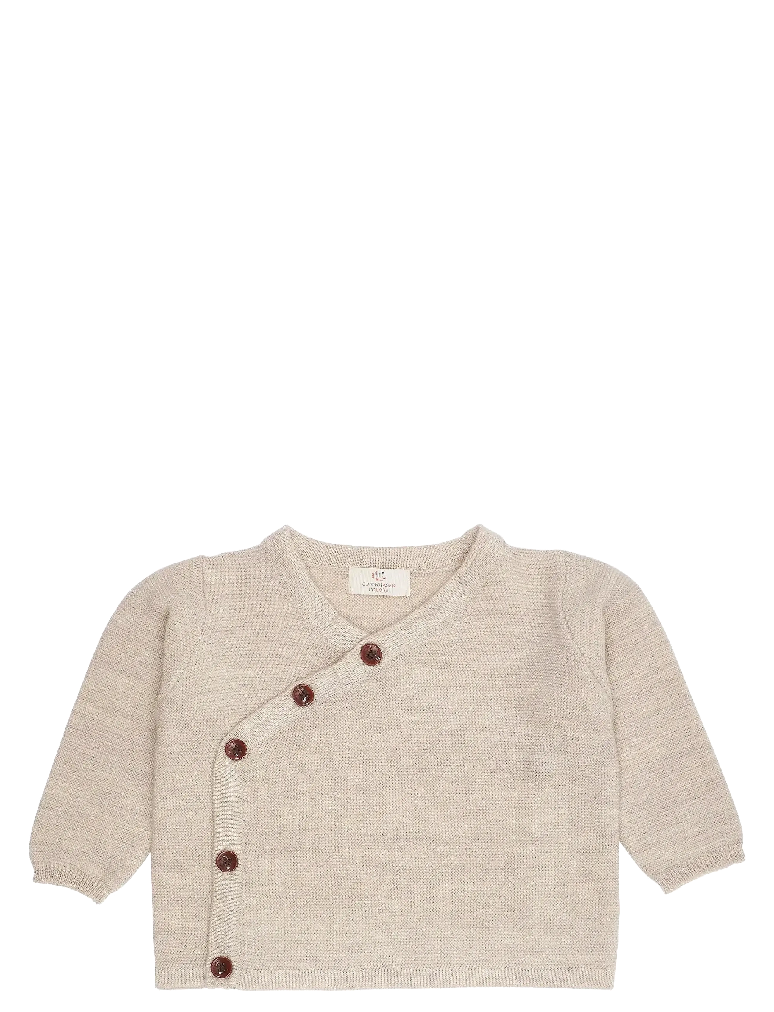 Copenhagen Colors MERINO BABY CROSS-OVER CARDIGAN IN GARTER STITCH - Strik - PALE CREAM MEL / cream