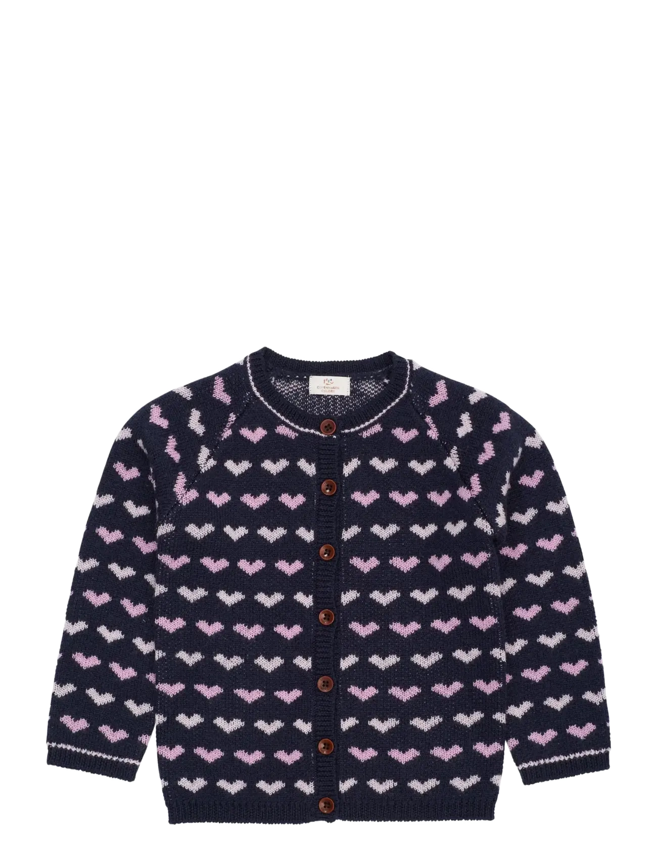 Copenhagen Colors MERINO HEART CARDIGAN - Yläosat - NAVY/BUBBLEGUM COMB / navy