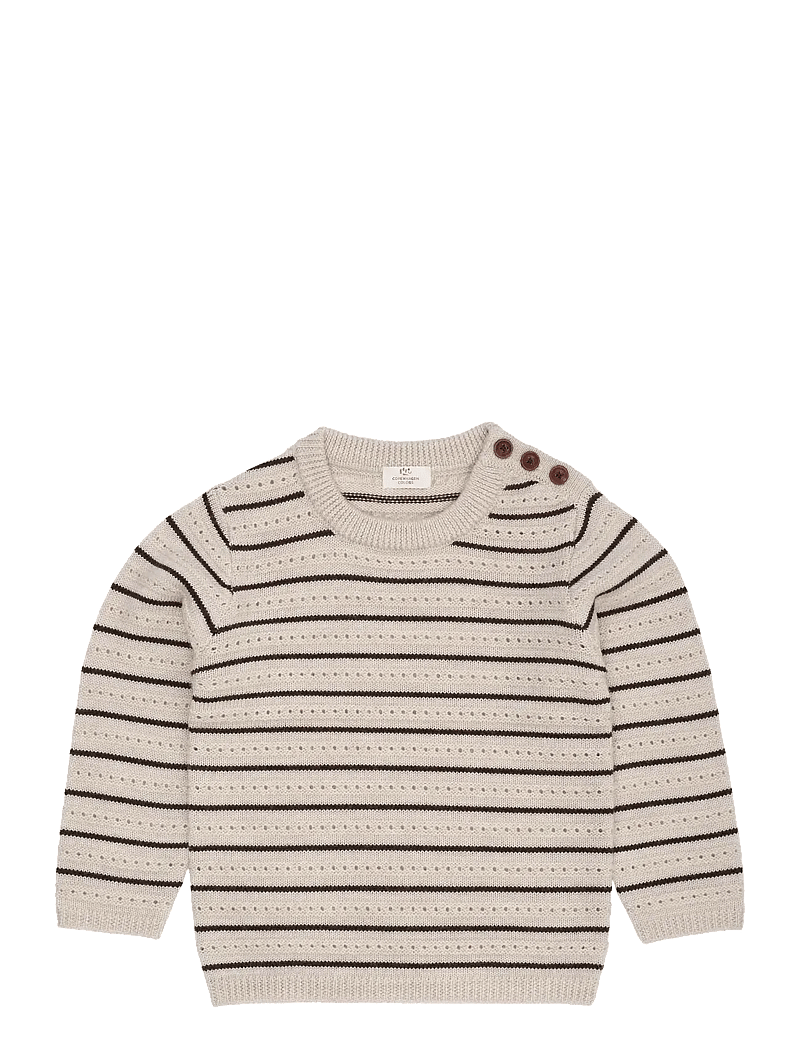 Copenhagen Colors - MERINO PATTERN SWEATER - trøjer - pale cream mel./dk brown comb - 0
