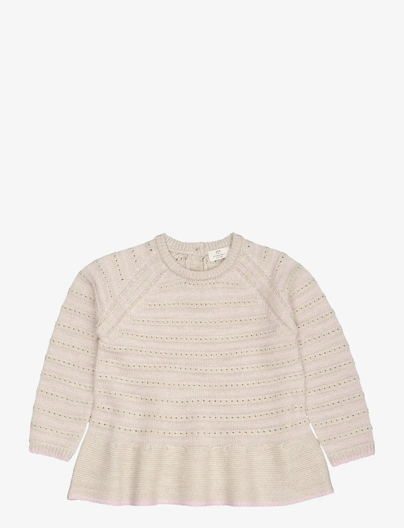 Copenhagen Colors - MEIRNO HOLE PATTERN BLOUSE W. FRILL - jumpers - pale cream mel./bubblegum comb - 0