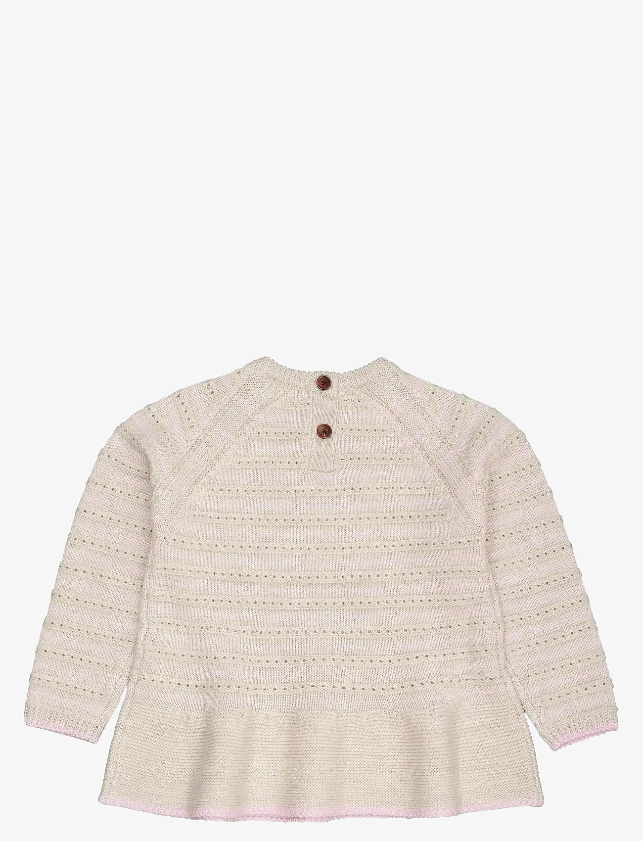 Copenhagen Colors - MEIRNO HOLE PATTERN BLOUSE W. FRILL - jumpers - pale cream mel./bubblegum comb - 1