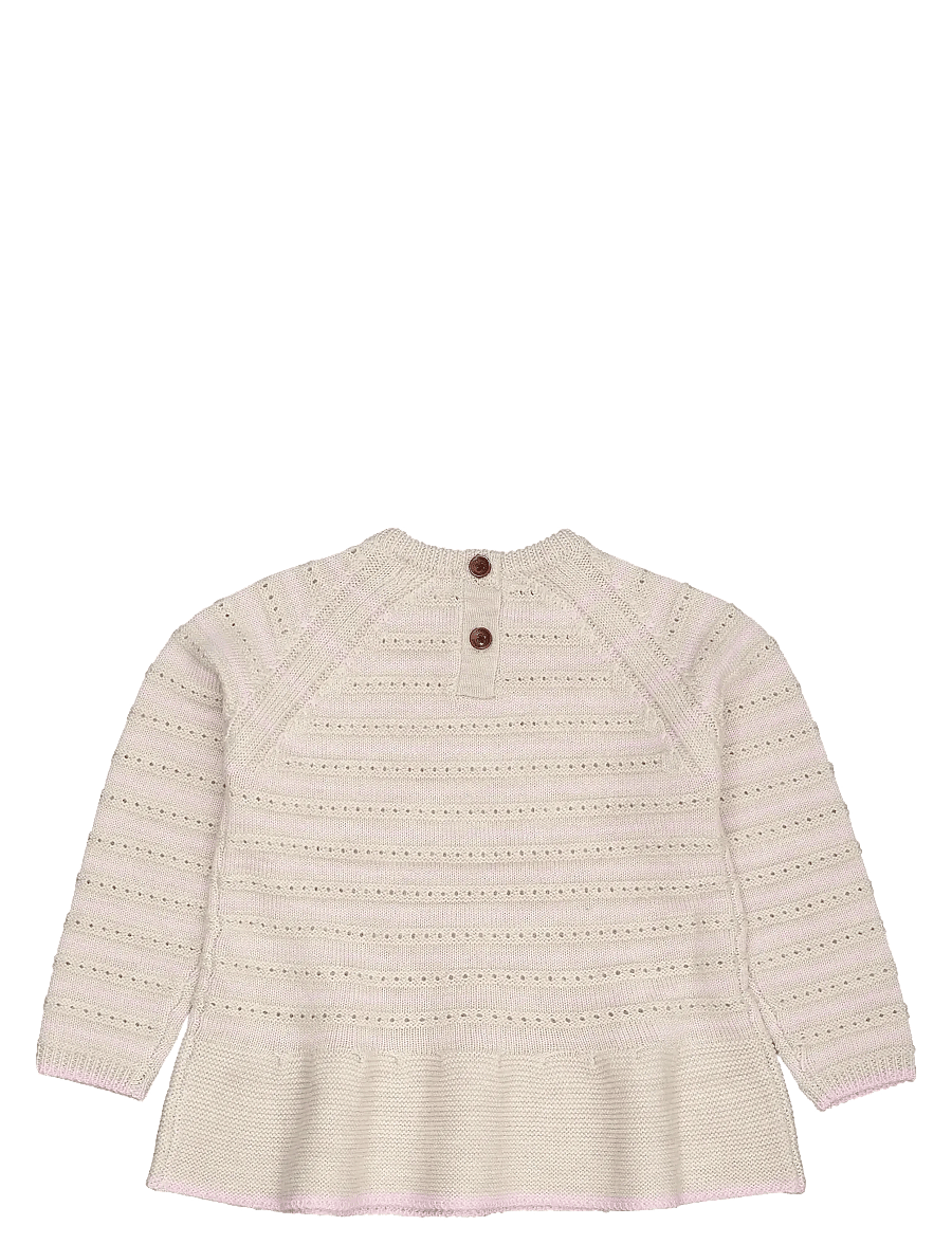 Copenhagen Colors - MEIRNO HOLE PATTERN BLOUSE W. FRILL - pullover - pale cream mel./bubblegum comb - 1