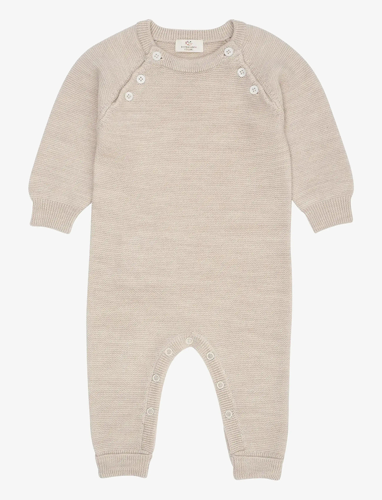 Copenhagen Colors - MERINO BABY FULL BODY IN GARTER STITCH - langærmede heldragter - pale cream mel - 0
