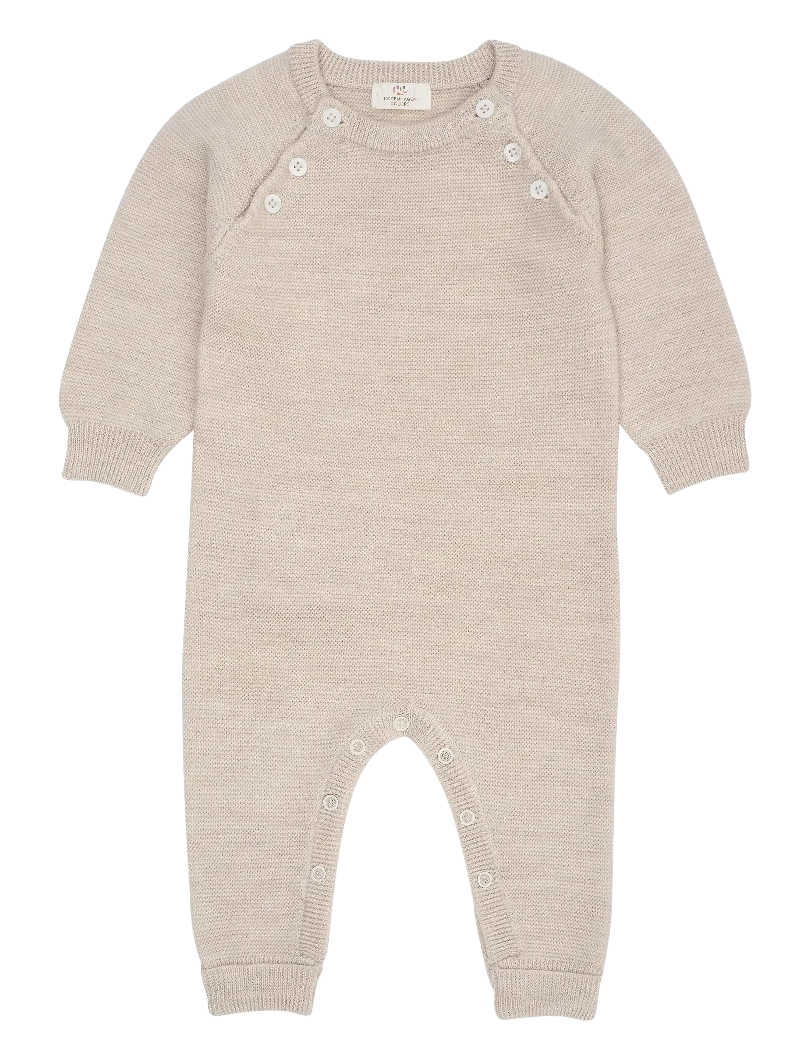 Copenhagen Colors MERINO BABY FULL BODY IN GARTER STITCH - Langærmede heldragter - PALE CREAM MEL / cream