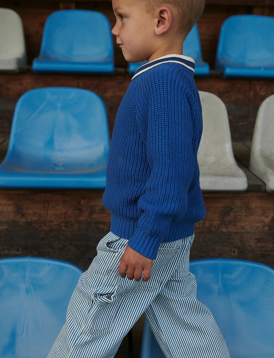 Copenhagen Colors - Y/D STRIPE TWILL CARGO PANTS W. ADJ. WAIST - cargohosen - denim blue stripe - 0