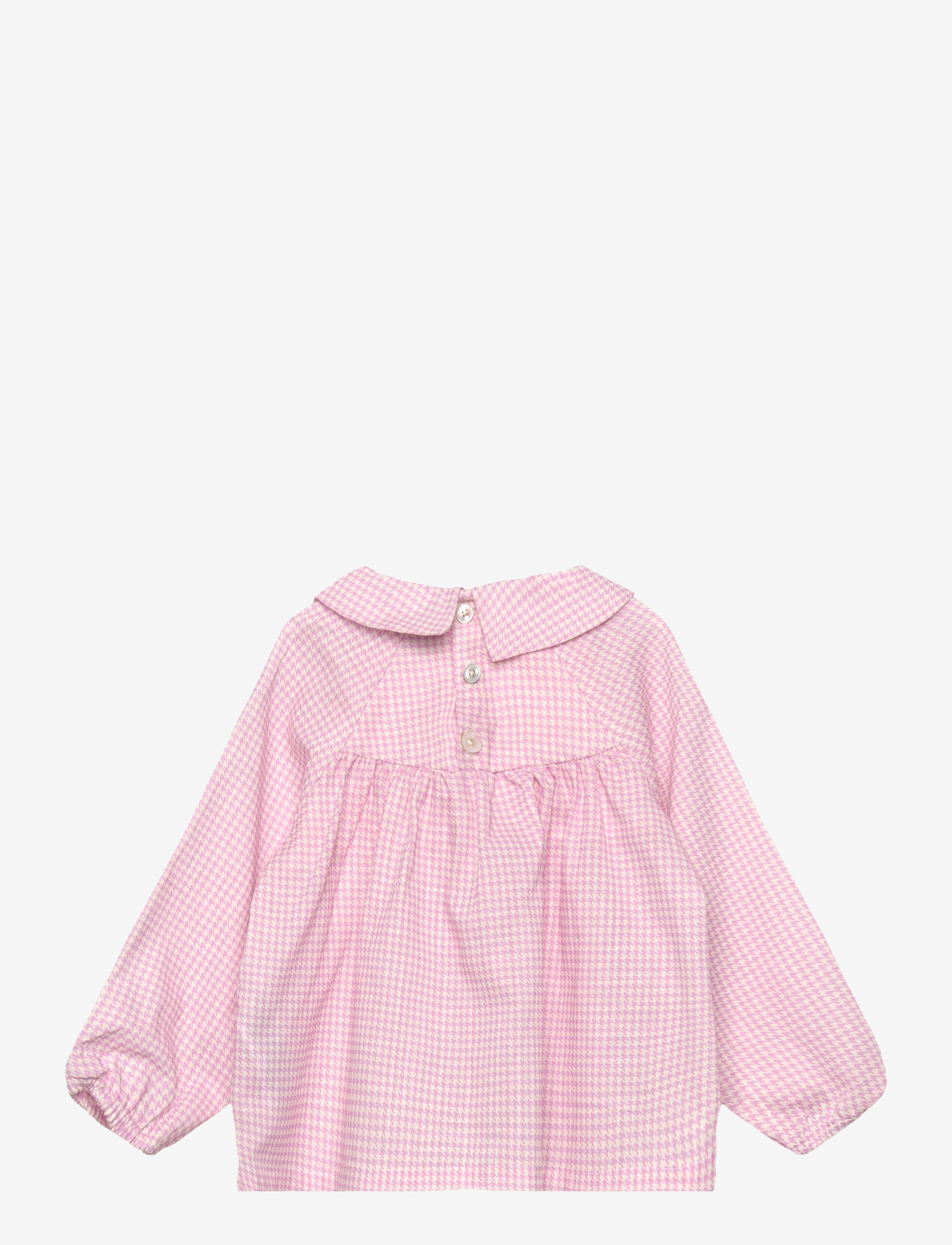 Copenhagen Colors - HOUNDSTOOTH BLOUSE W. HANDMADE EMB. SMOCK - blusar & tunikor - syringa comb - 1