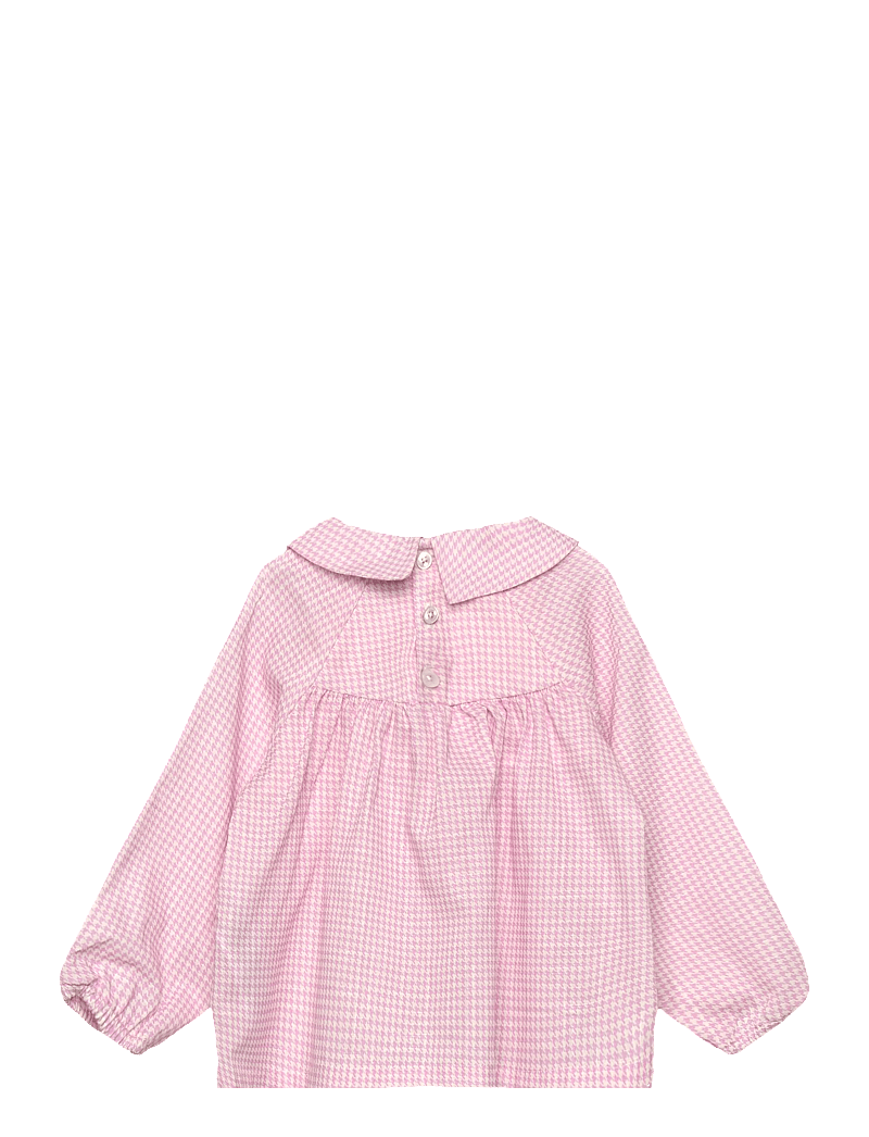 Copenhagen Colors - HOUNDSTOOTH BLOUSE W. HANDMADE EMB. SMOCK - blusar & tunikor - syringa comb - 1