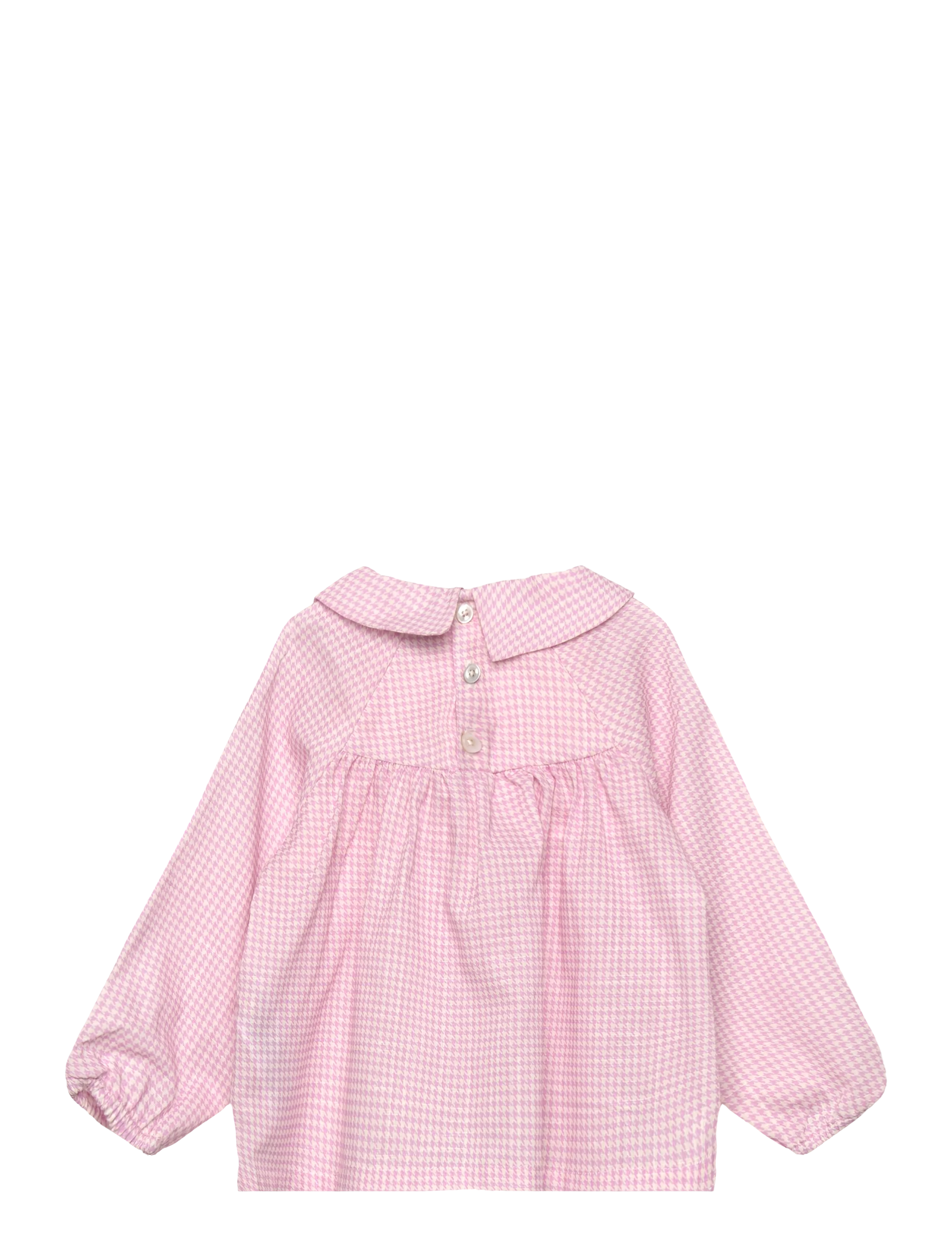 Copenhagen Colors - HOUNDSTOOTH BLOUSE W. HANDMADE EMB. SMOCK - pluusid ja tuunikad - syringa comb - 1