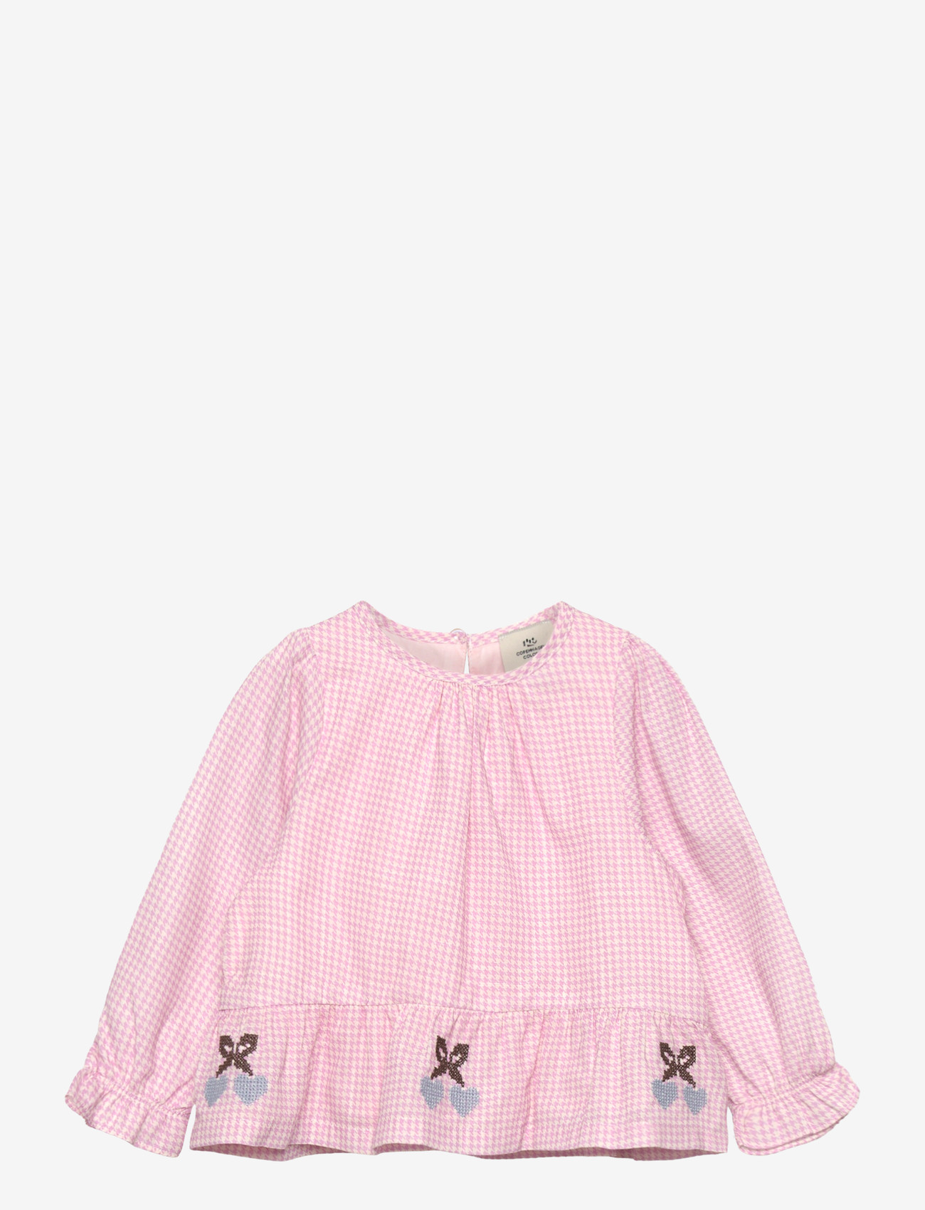 Copenhagen Colors - HOUNDSTOOTH BLOUSE W. EMB. AT BOTTOM HEM - blusen & tuniken - syringa comb - 0