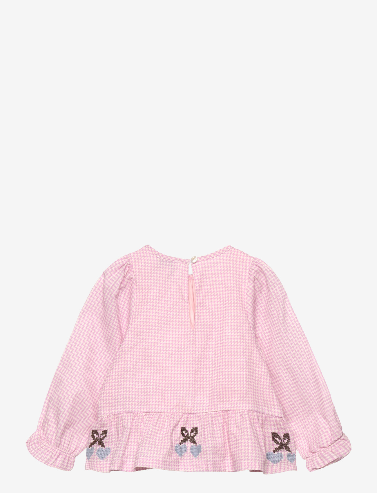 Copenhagen Colors - HOUNDSTOOTH BLOUSE W. EMB. AT BOTTOM HEM - blusen & tuniken - syringa comb - 1