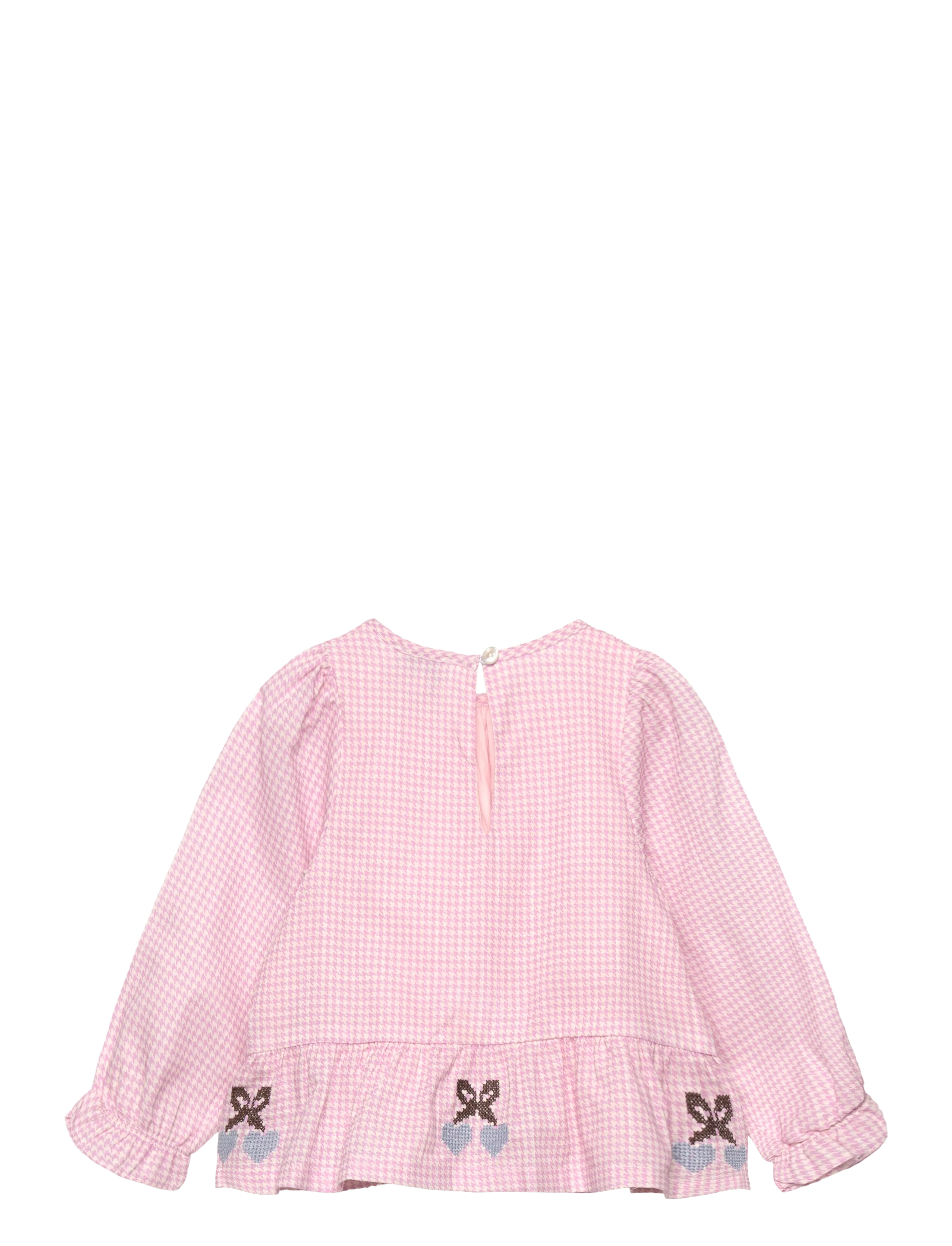 Copenhagen Colors - HOUNDSTOOTH BLOUSE W. EMB. AT BOTTOM HEM - syringa comb - 1