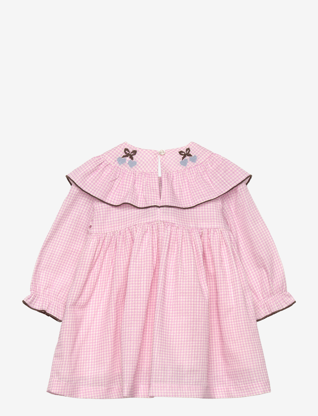 Copenhagen Colors - HOUNDSTOOTH FRILL DRESS W. EMBROIDERY - langærmede babykjoler - syringa comb - 1
