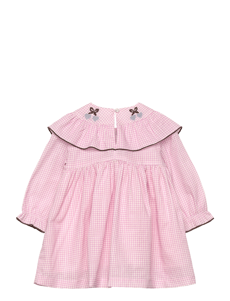Copenhagen Colors - HOUNDSTOOTH FRILL DRESS W. EMBROIDERY - langærmede babykjoler - syringa comb - 1