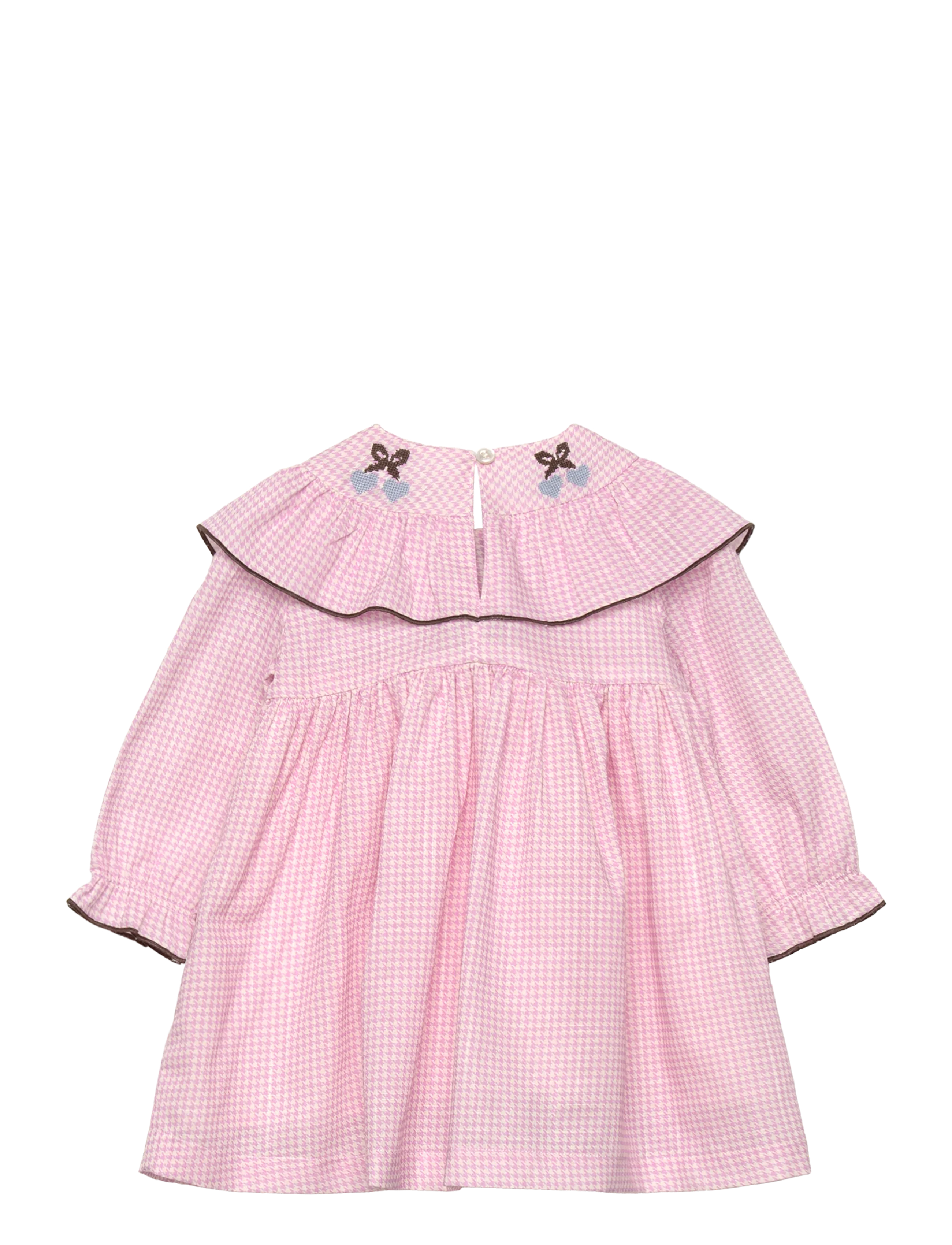 Copenhagen Colors - HOUNDSTOOTH FRILL DRESS W. EMBROIDERY - syringa comb - 1